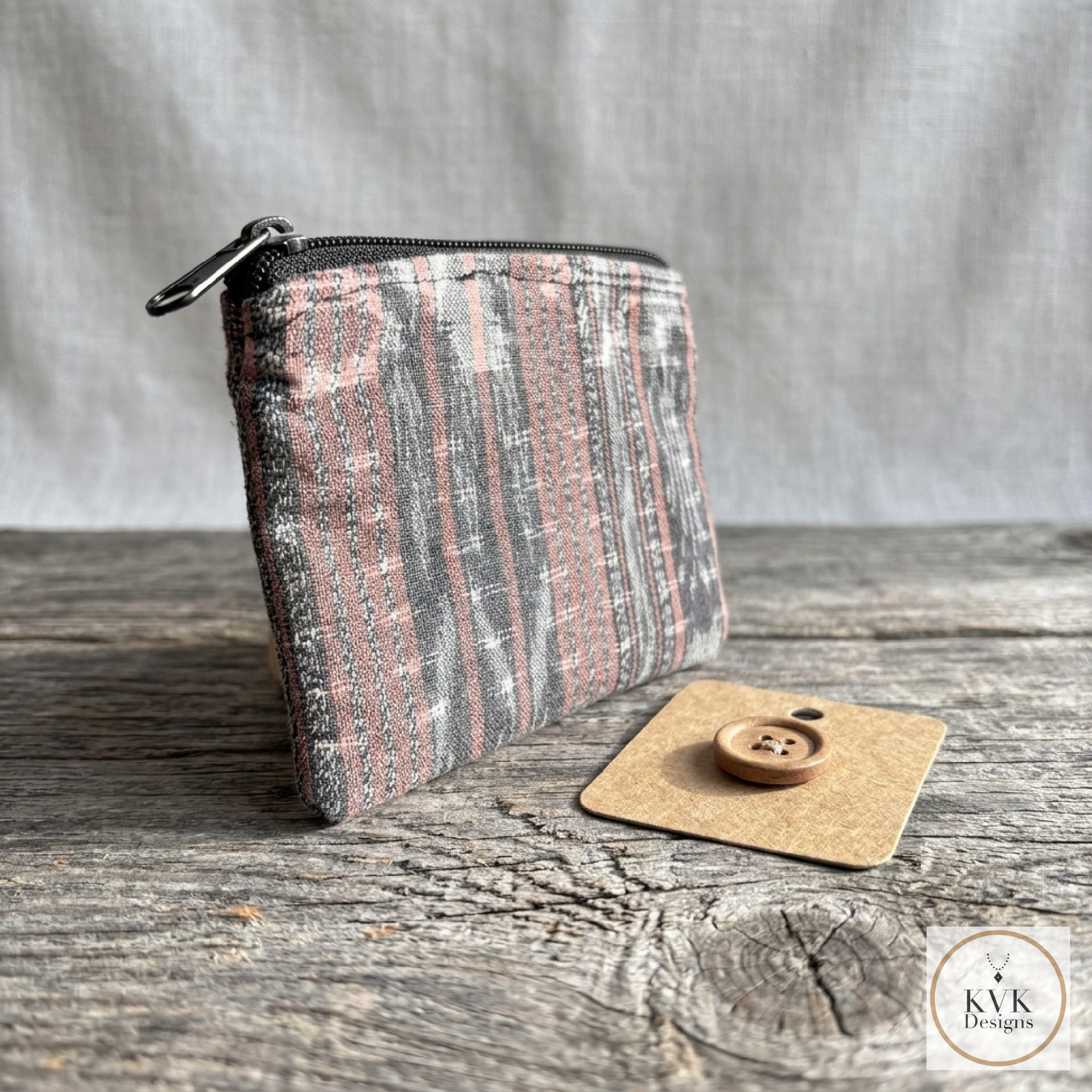 Guatemalan Corte Coin Purse - Handwoven Boho Fabric Zipper Pouch Small Makeup Bag