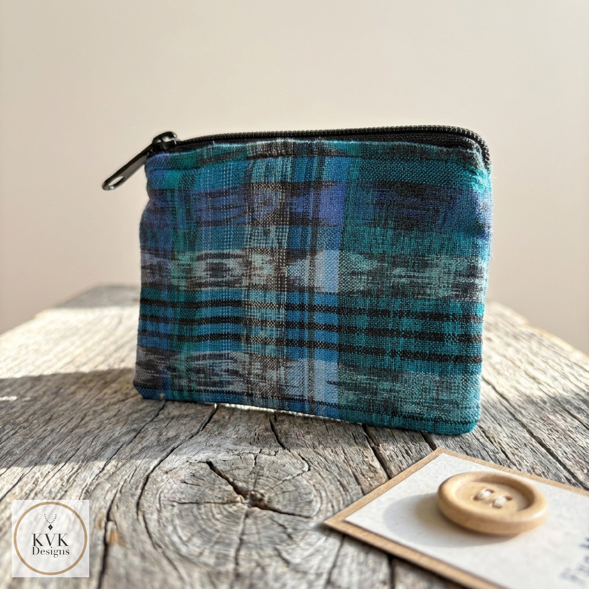 Guatemalan Corte Coin Purse - Handwoven Boho Fabric Zipper Pouch Small Makeup Bag