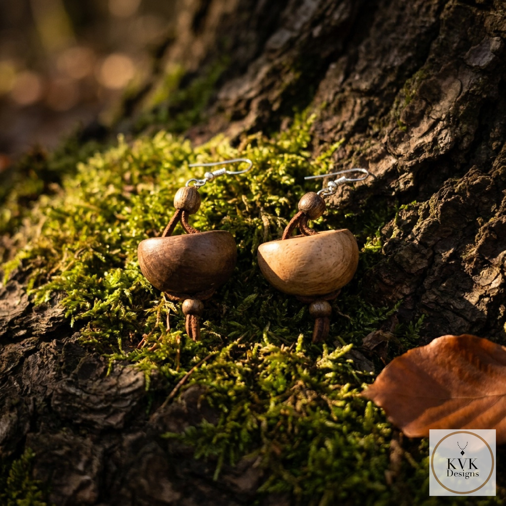 Dance with Druids Wood Earrings - Handcrafted Earthy Statement Dangles