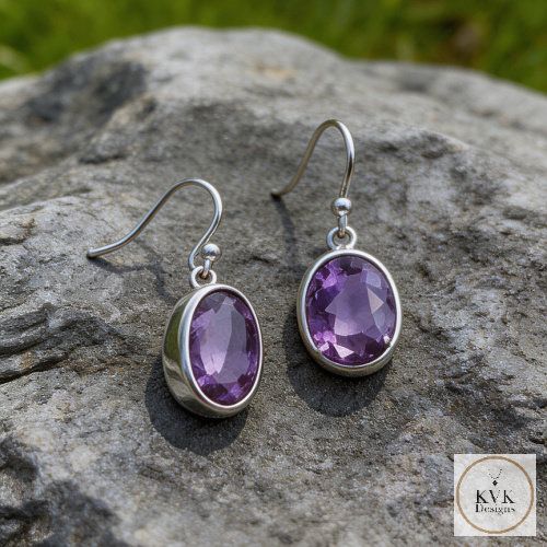 Faceted Amethyst French Wire Earrings
