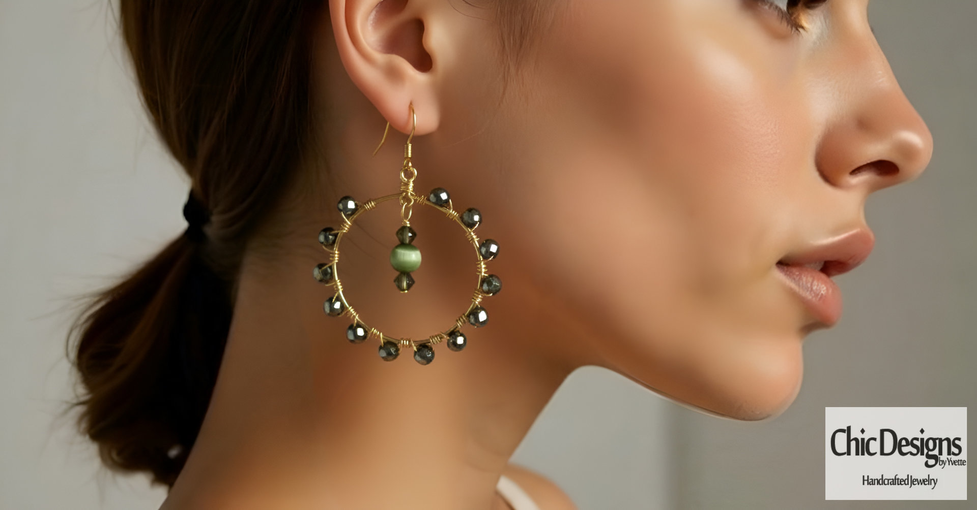 Elegant Green Crystal Hoop Earrings