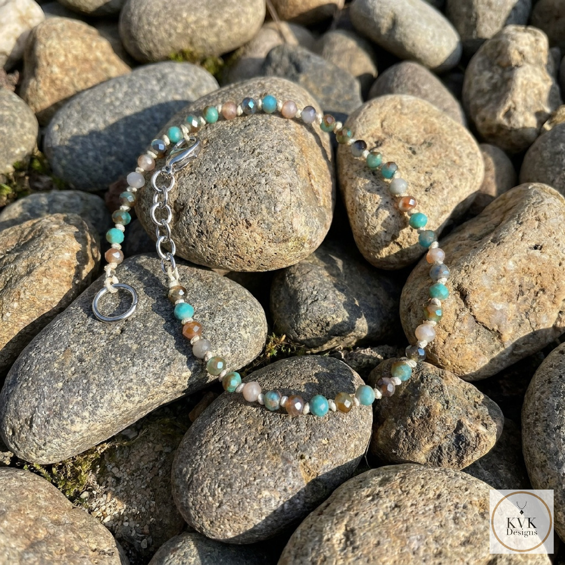 Handcrafted Faceted Pastel Beaded Anklet - Boho Beach Style