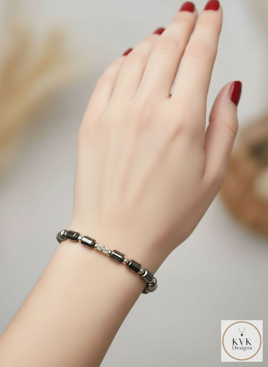 Hematite Barrel Bead Bracelet