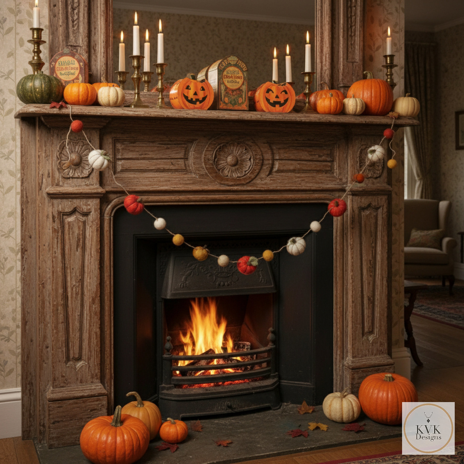Pumpkin Felt Garland, Fall Décor