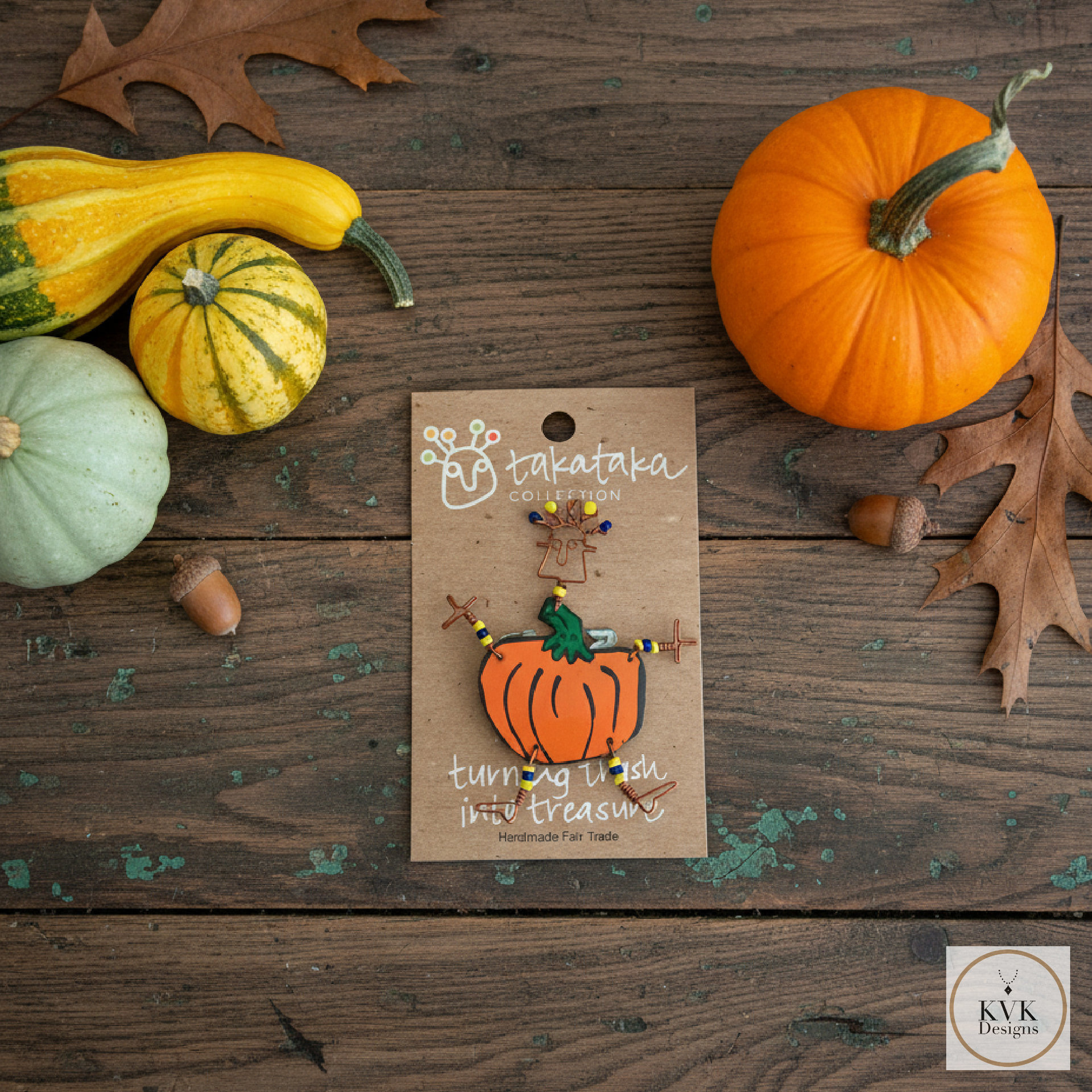 Dancing Pumpkin Girl Copper Wire Pin