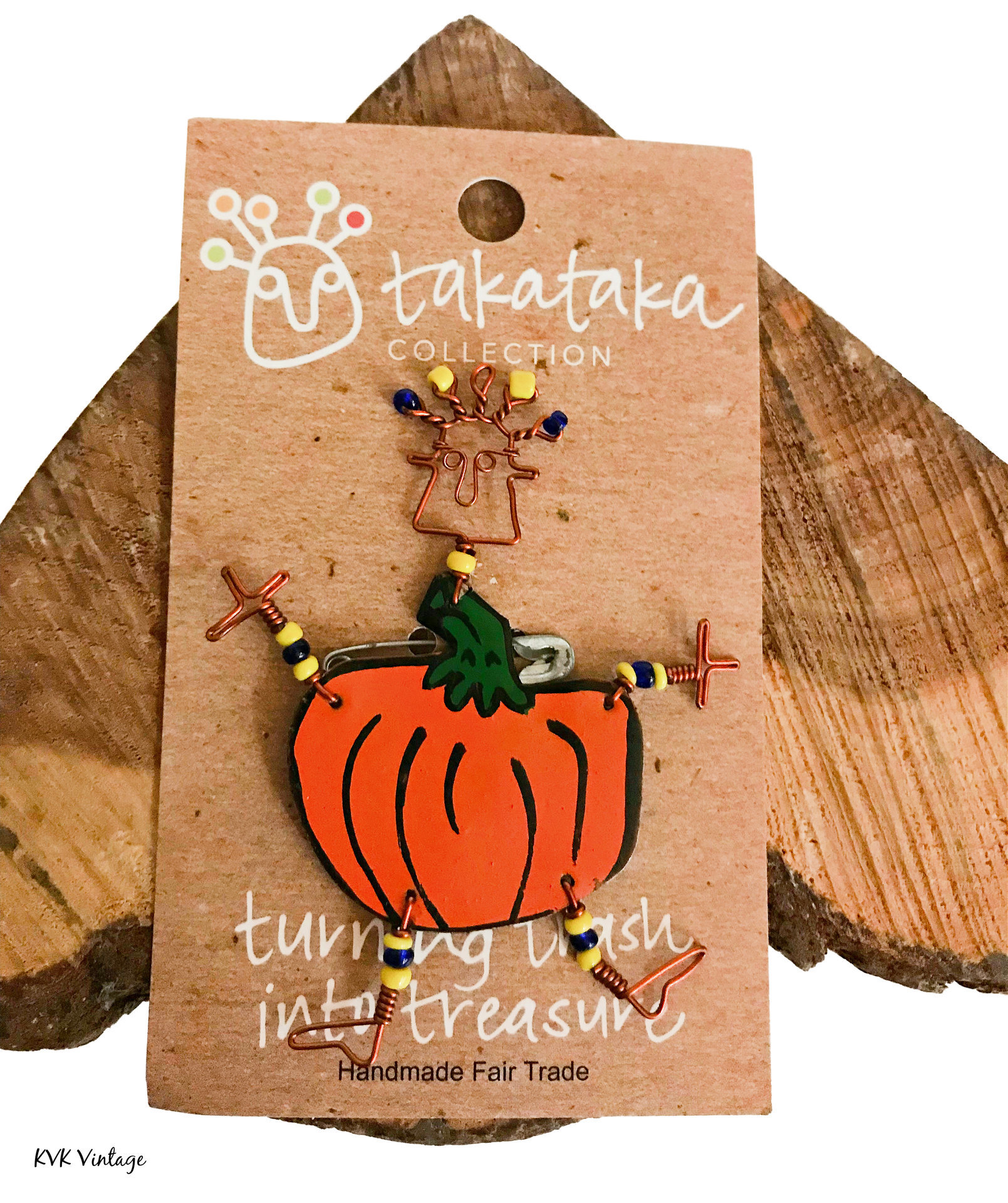 Dancing Pumpkin Girl Copper Wire Pin