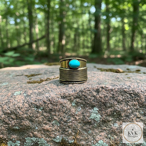 Turquoise Stone Brass Ring
