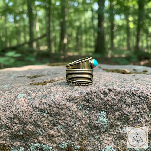 Turquoise Stone Brass Ring
