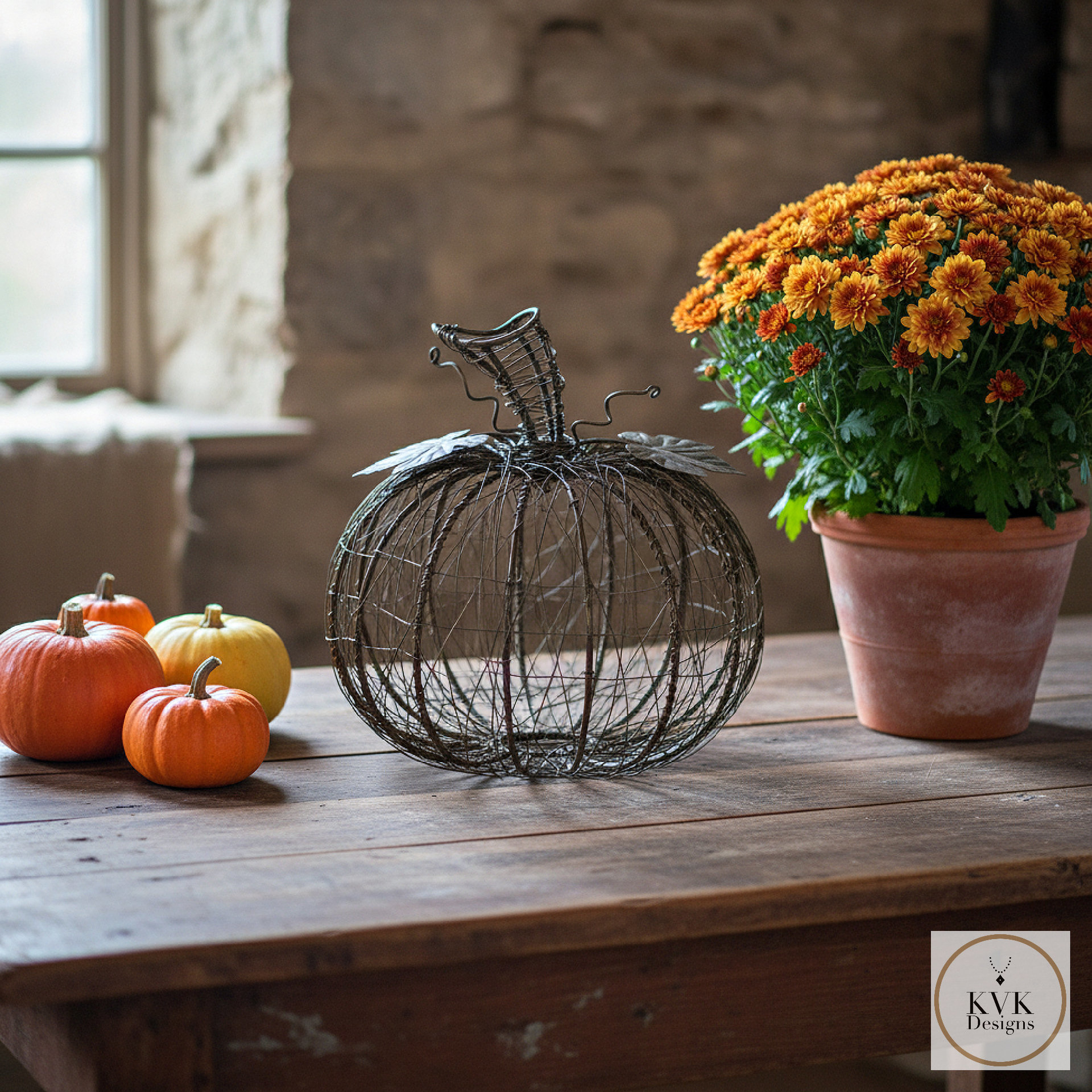 Wire Wrapped Fall Pumpkin