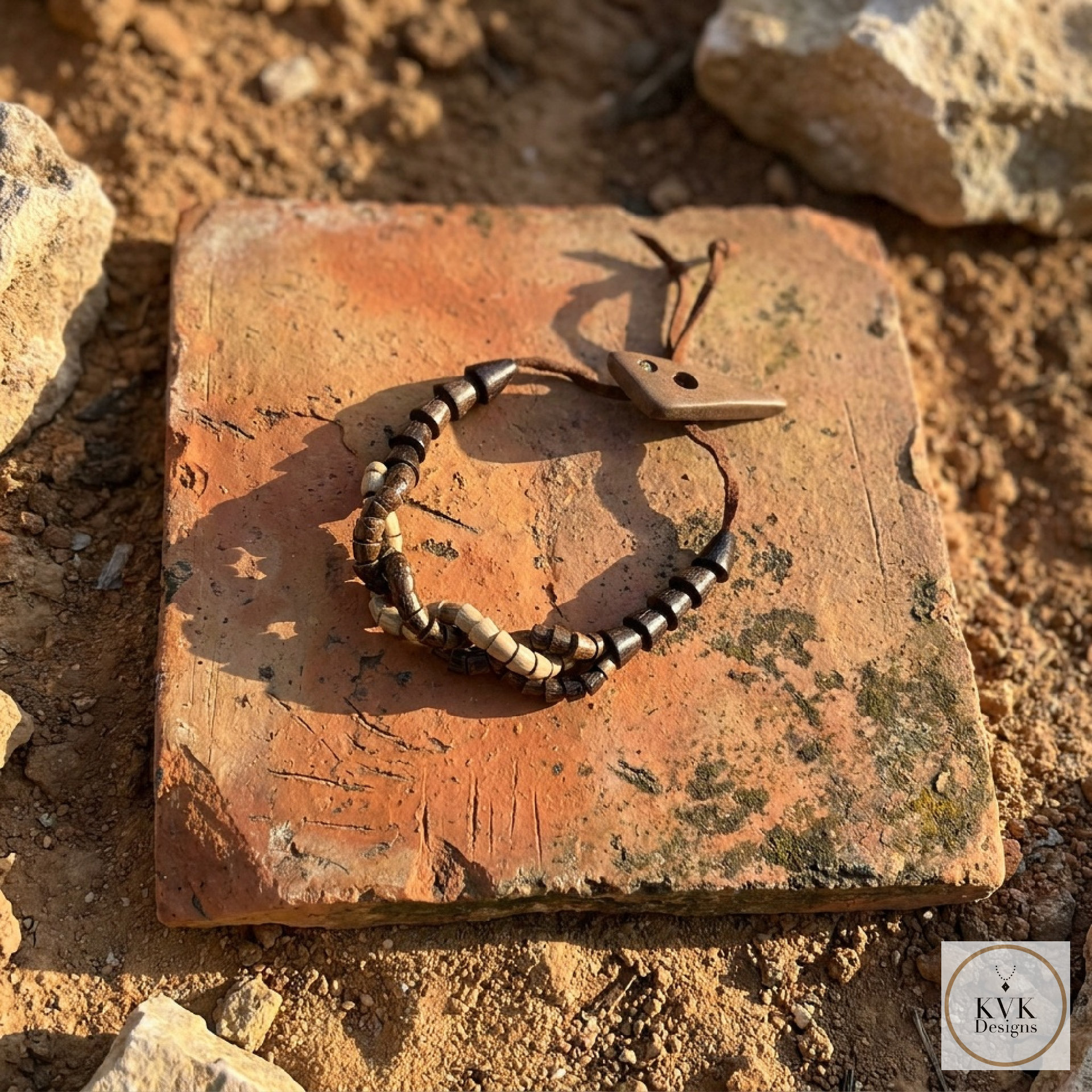 Wooden Twist Bracelet - Adjustable Suede Cord, Handcrafted Earthy Jewelry