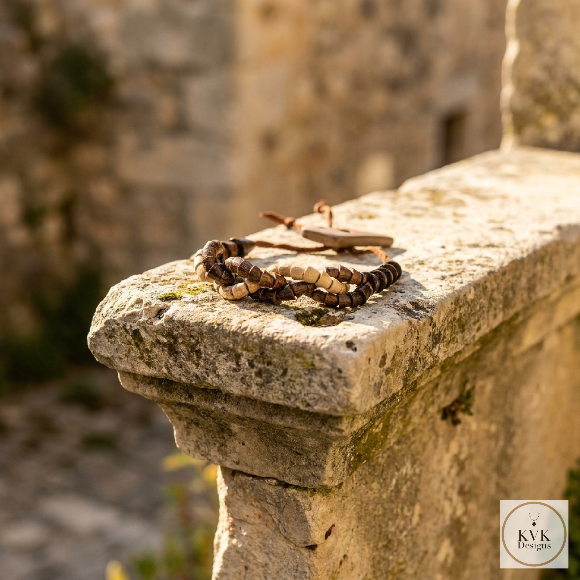 Wooden Twist Bracelet - Adjustable Suede Cord, Handcrafted Earthy Jewelry