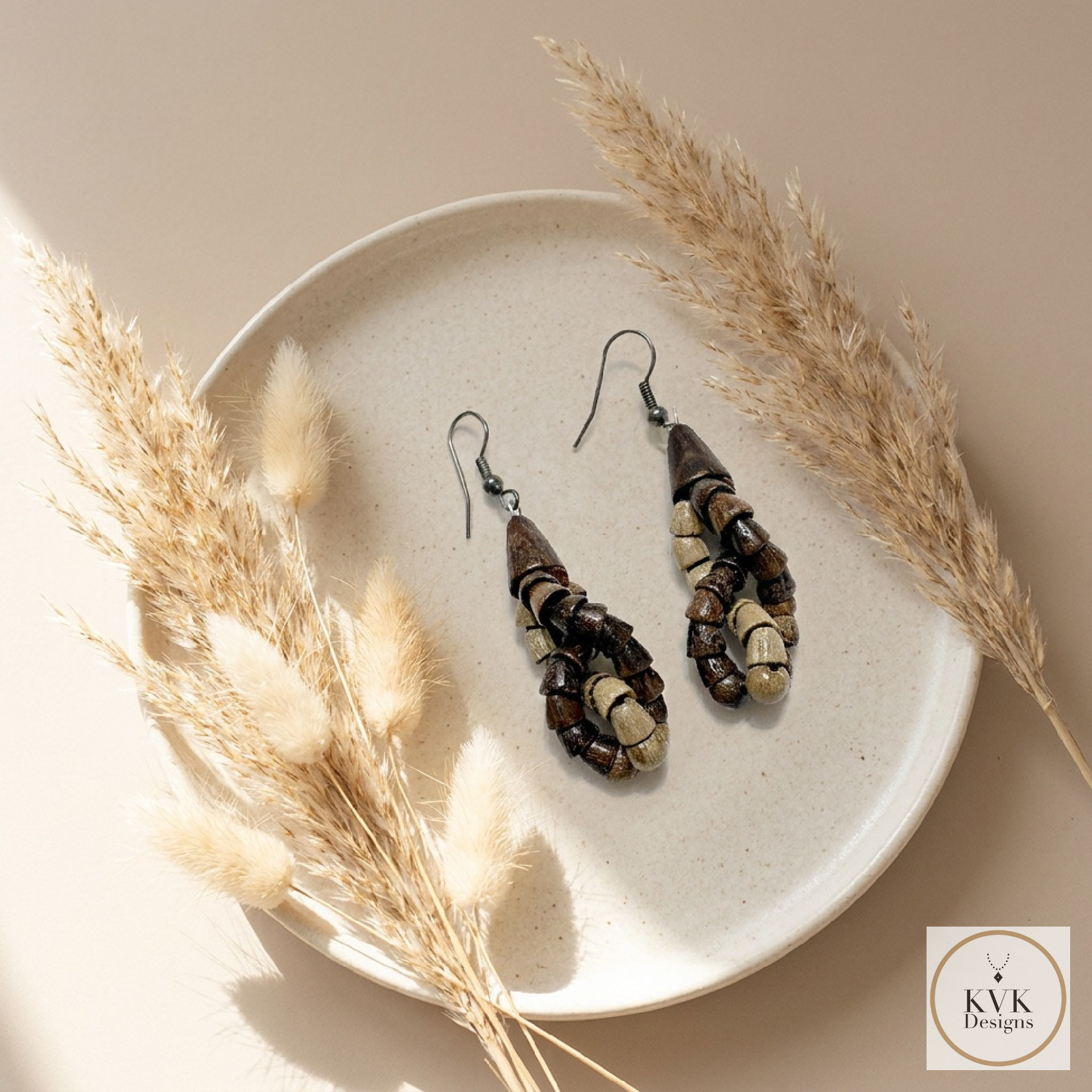 Wooden Twist Earrings - Handcrafted Earthy Jewelry