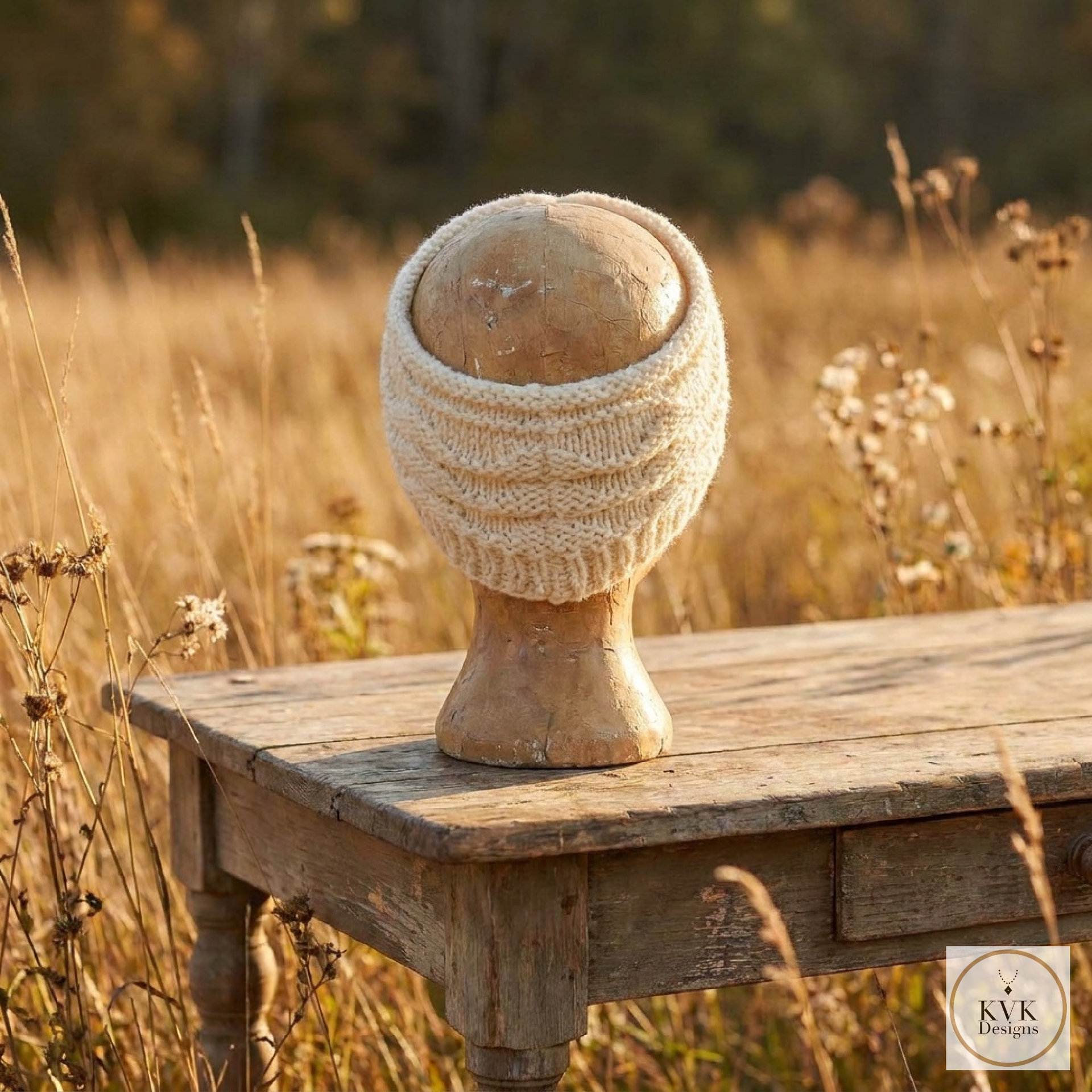Hand-Knit Off White Wool Headband with Buttons - Cozy Ear Warmer for Women