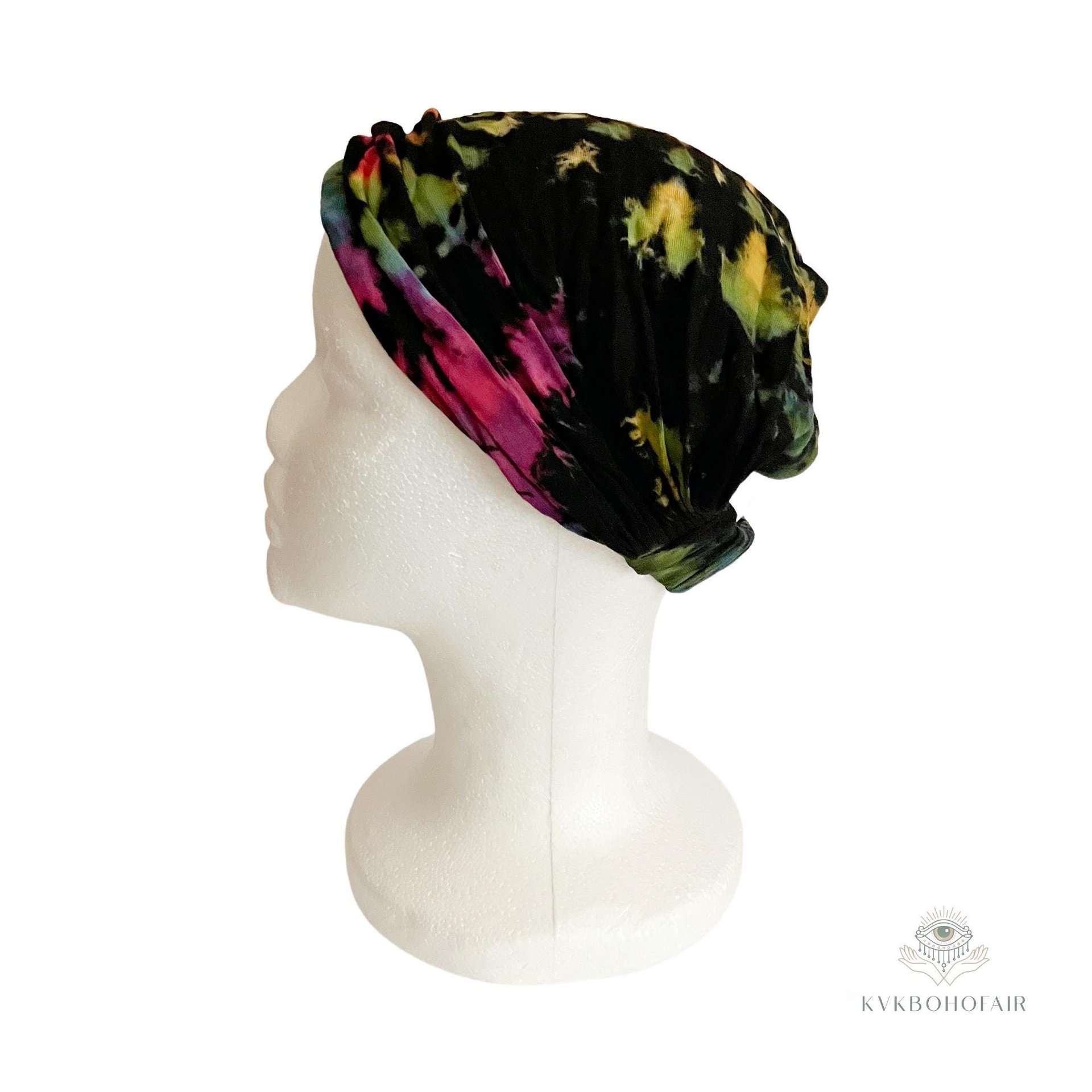 Black Tie Dye Boho Headband -  Stylish Bohemian Headwrap, Headbands for Women