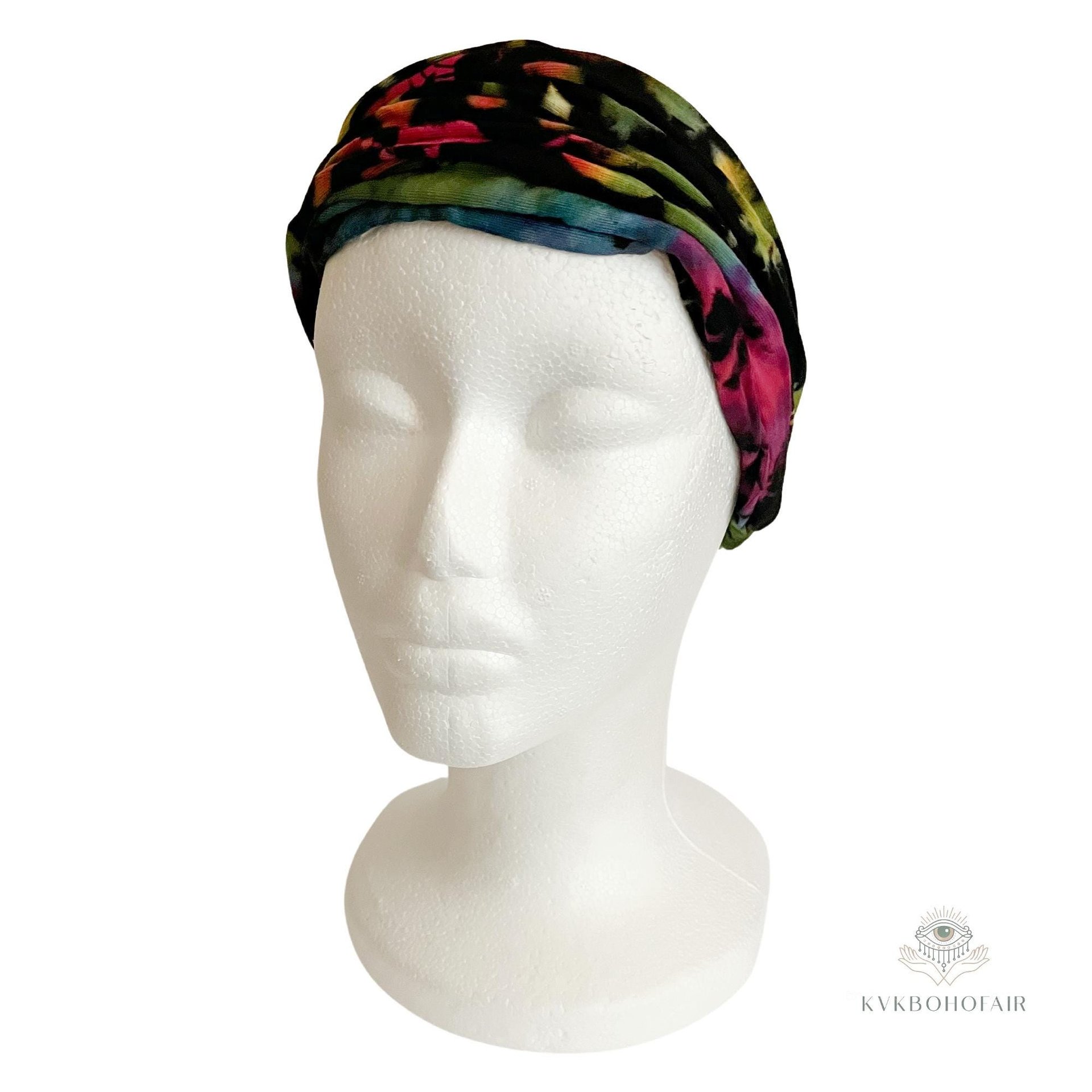 Black Tie Dye Boho Headband -  Stylish Bohemian Headwrap, Headbands for Women