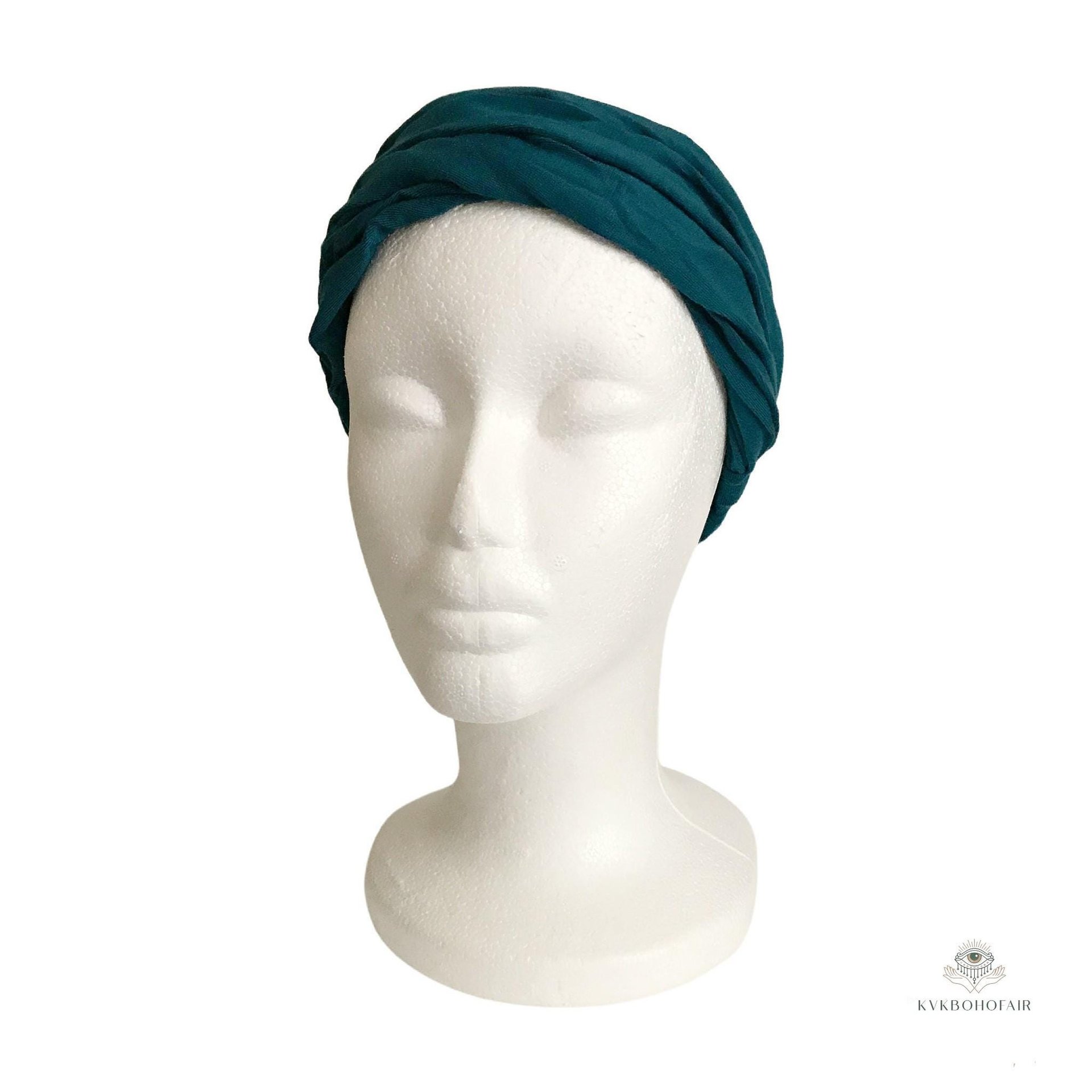 Teal Blue Boho Headband - Stylish Bohemian Headwrap, Headbands for Women