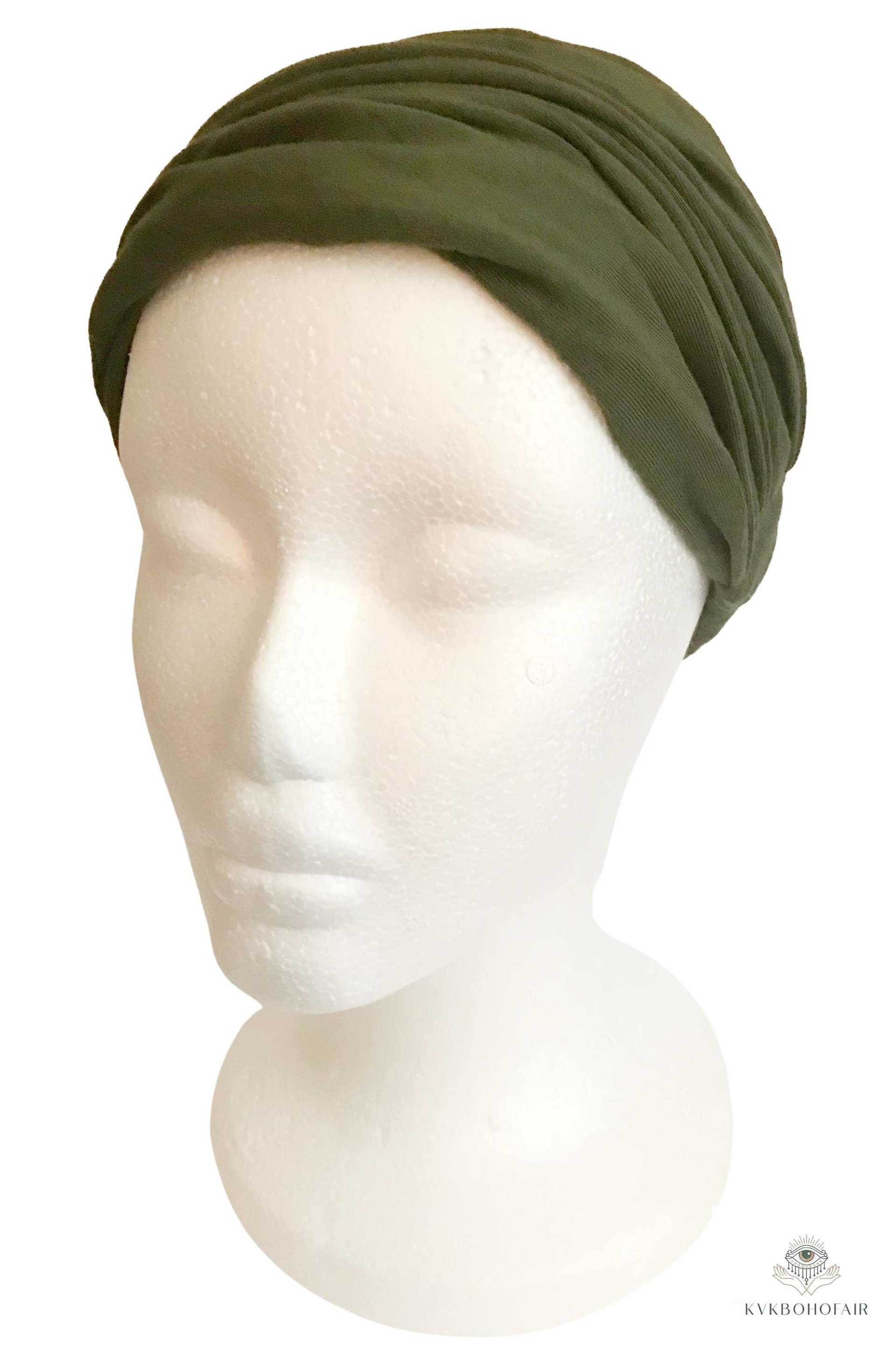 Olive Green Boho Headband -  Stylish Bohemian Headwrap, Headbands for Women