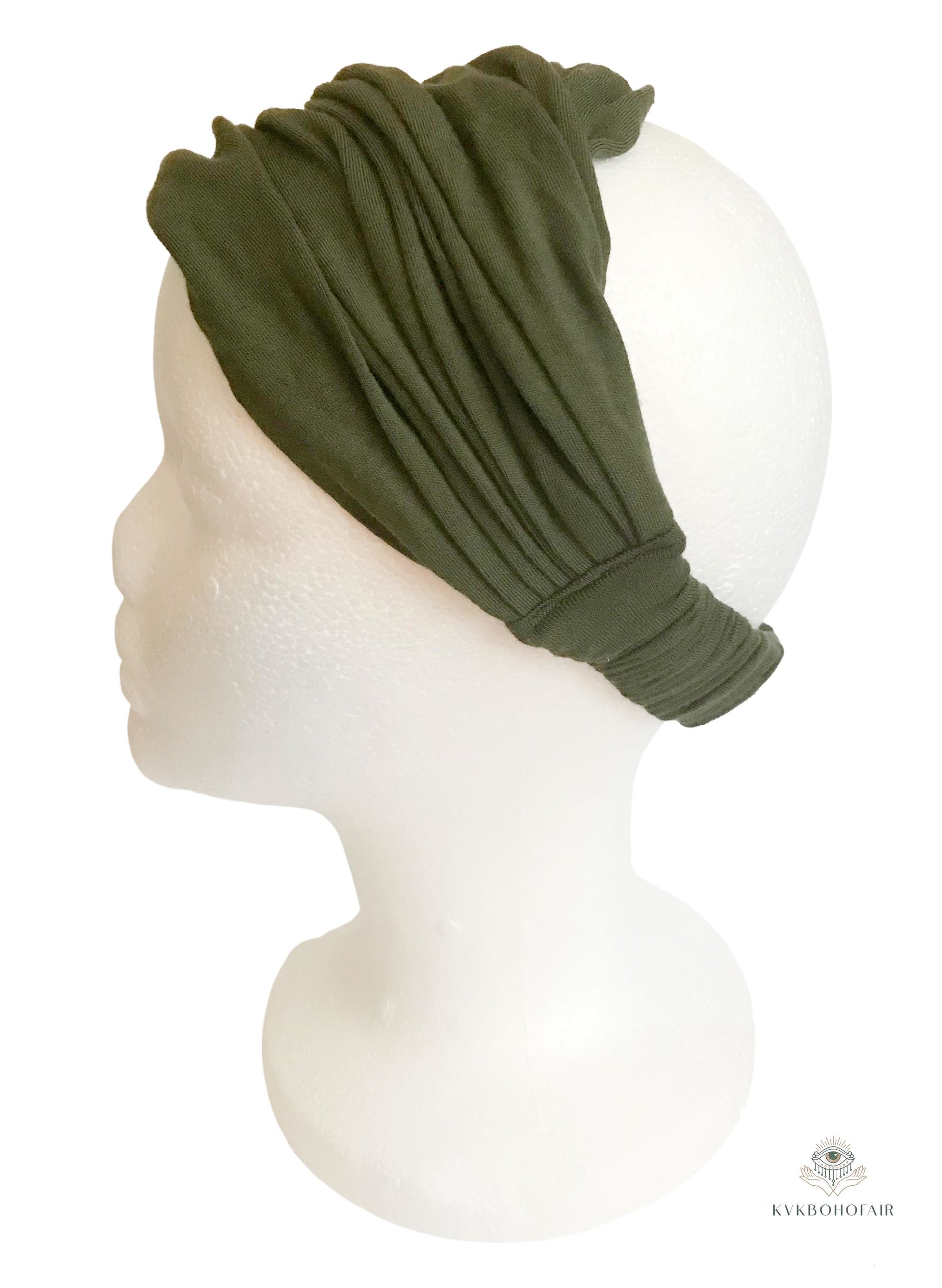 Olive Green Boho Headband -  Stylish Bohemian Headwrap, Headbands for Women