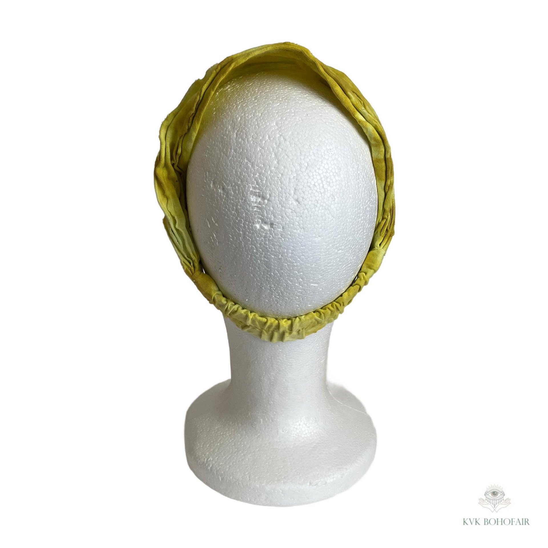 Yellow Tie Dye Boho Headband - Stylish Bohemian Headwrap, Headbands for Women