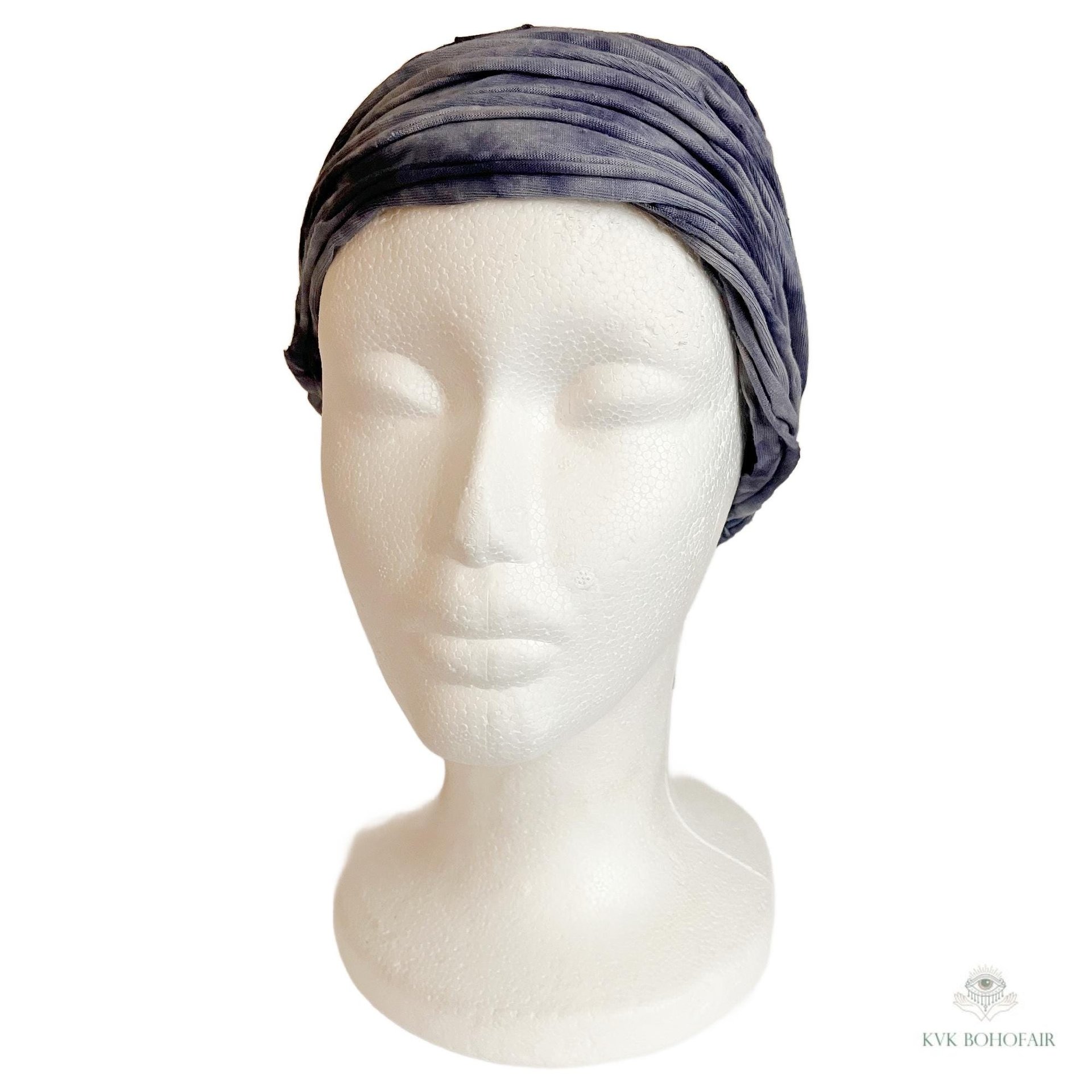 Indigo Blue Tie Dye Boho Headband - Stylish Bohemian Headwrap, Headbands for Women