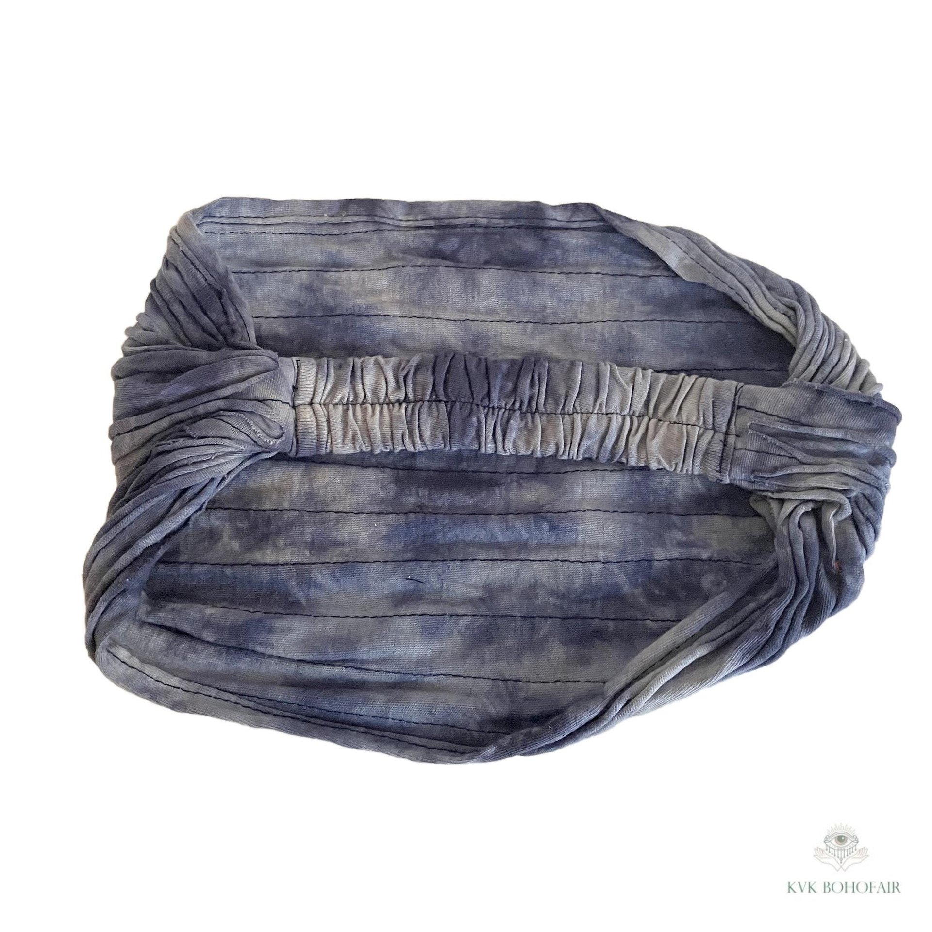 Indigo Blue Tie Dye Boho Headband - Stylish Bohemian Headwrap, Headbands for Women