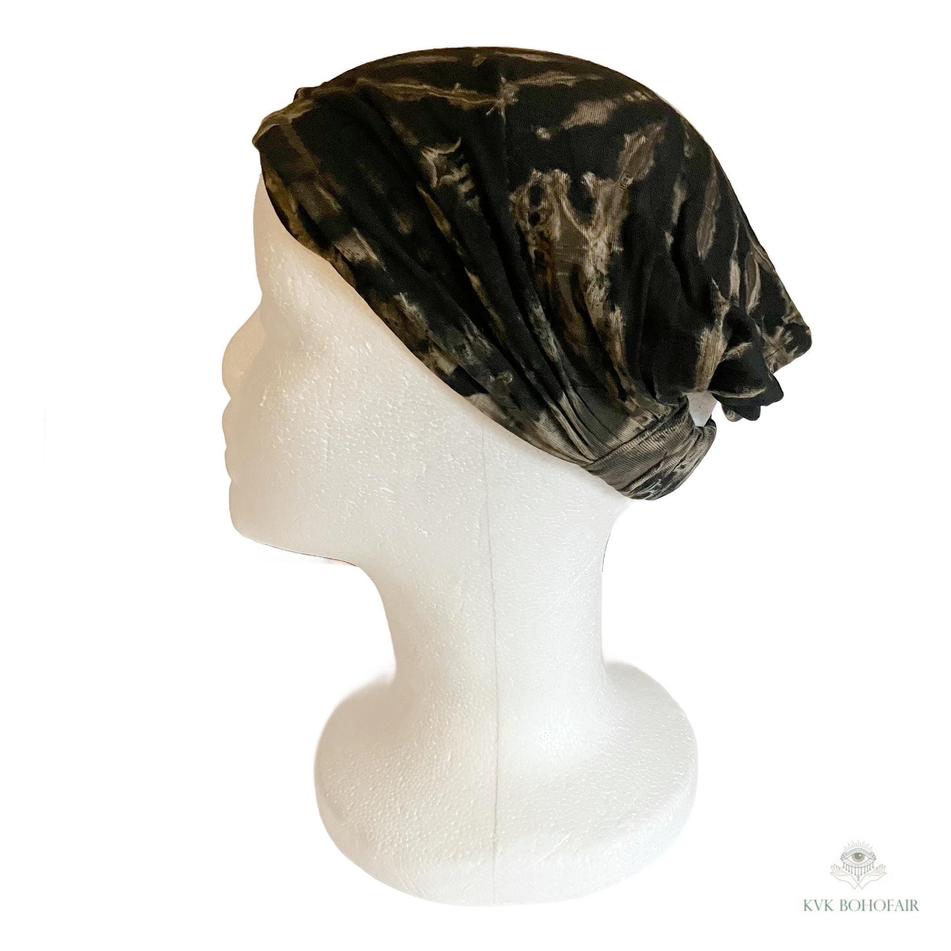 Black & Tan Tie Dye Boho Headband - Stylish Bohemian Headwrap, Headbands for Women