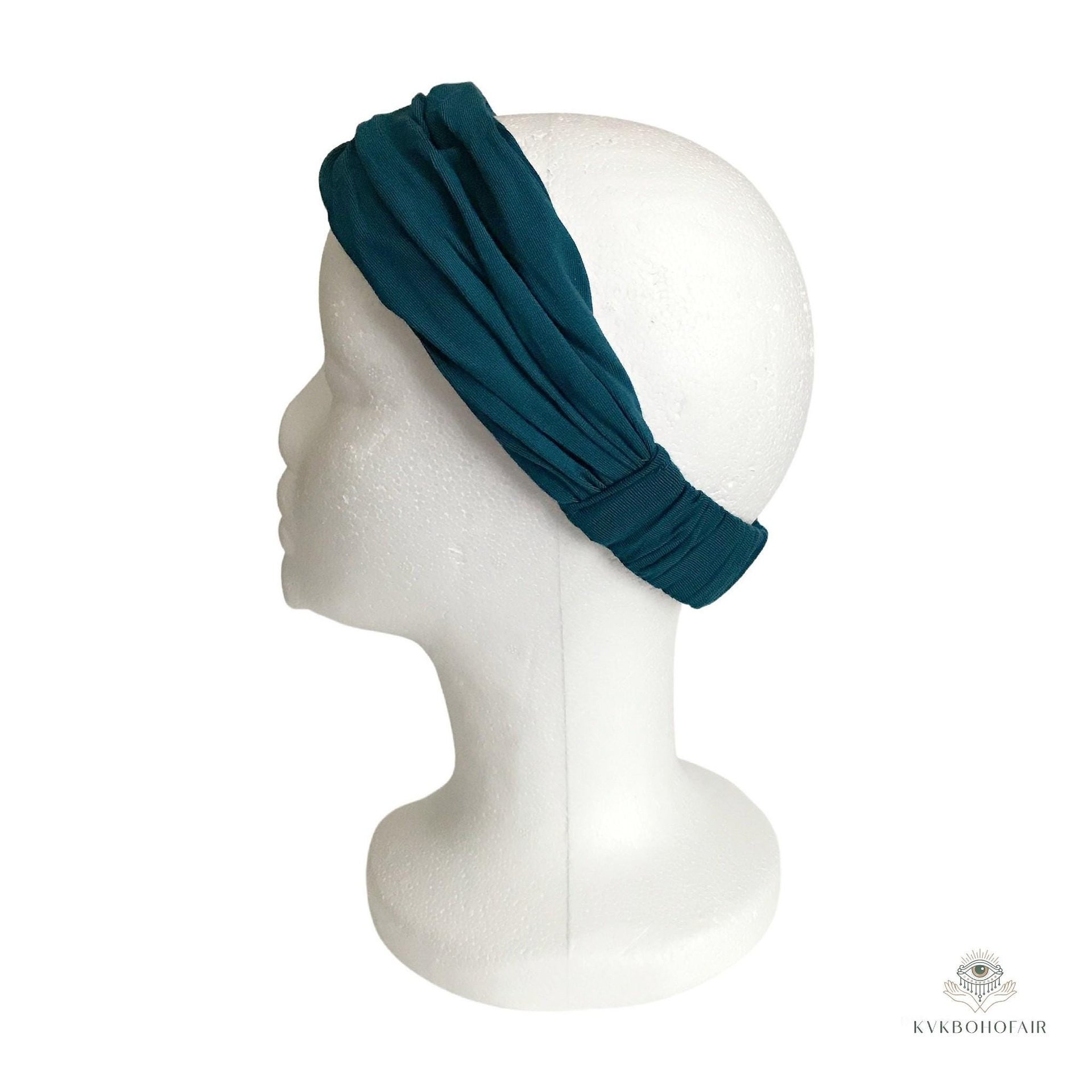 Teal Blue Boho Headband - Stylish Bohemian Headwrap, Headbands for Women