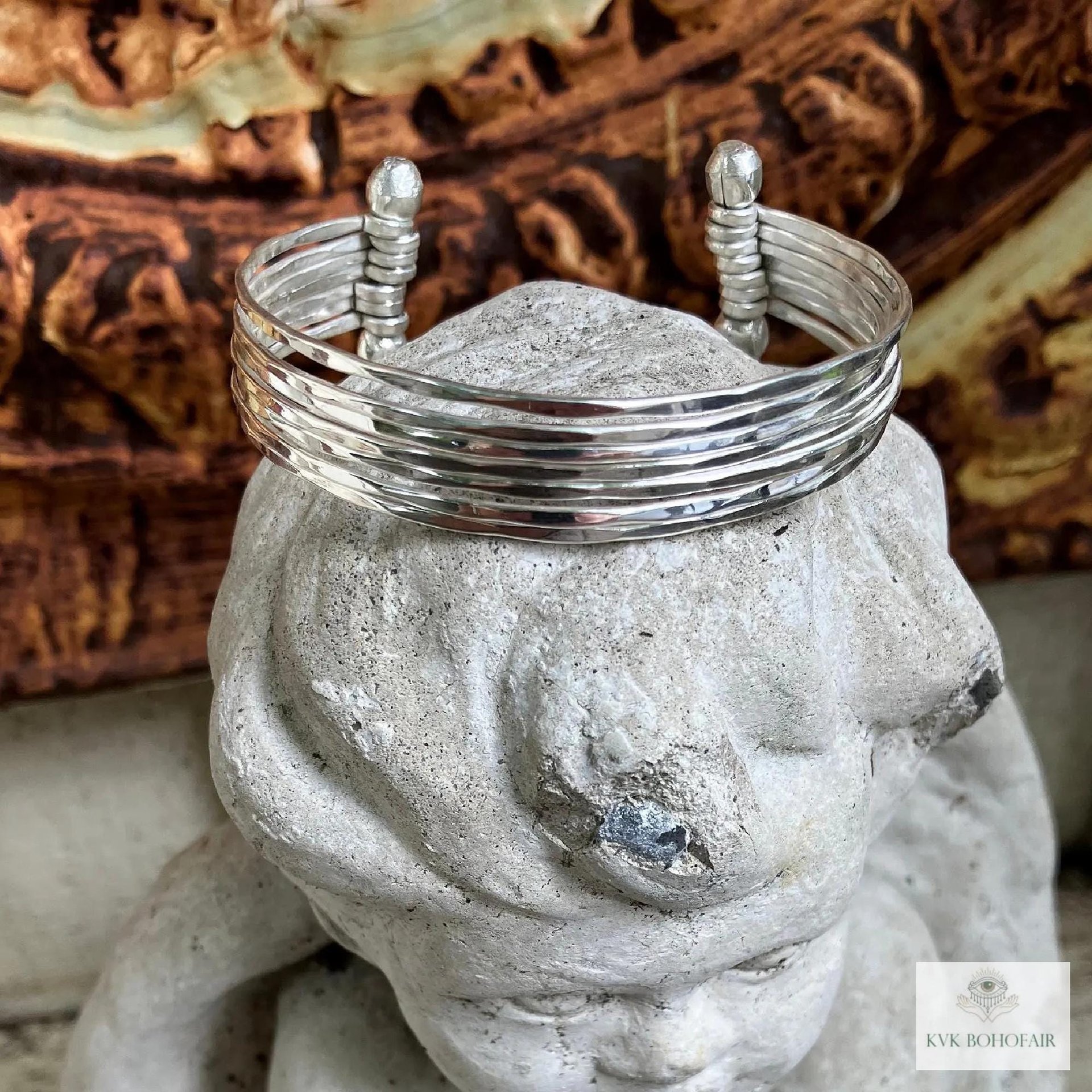 Thin Hammered Silver Cuff Bracelet: Handcrafted Boho Jewelry
