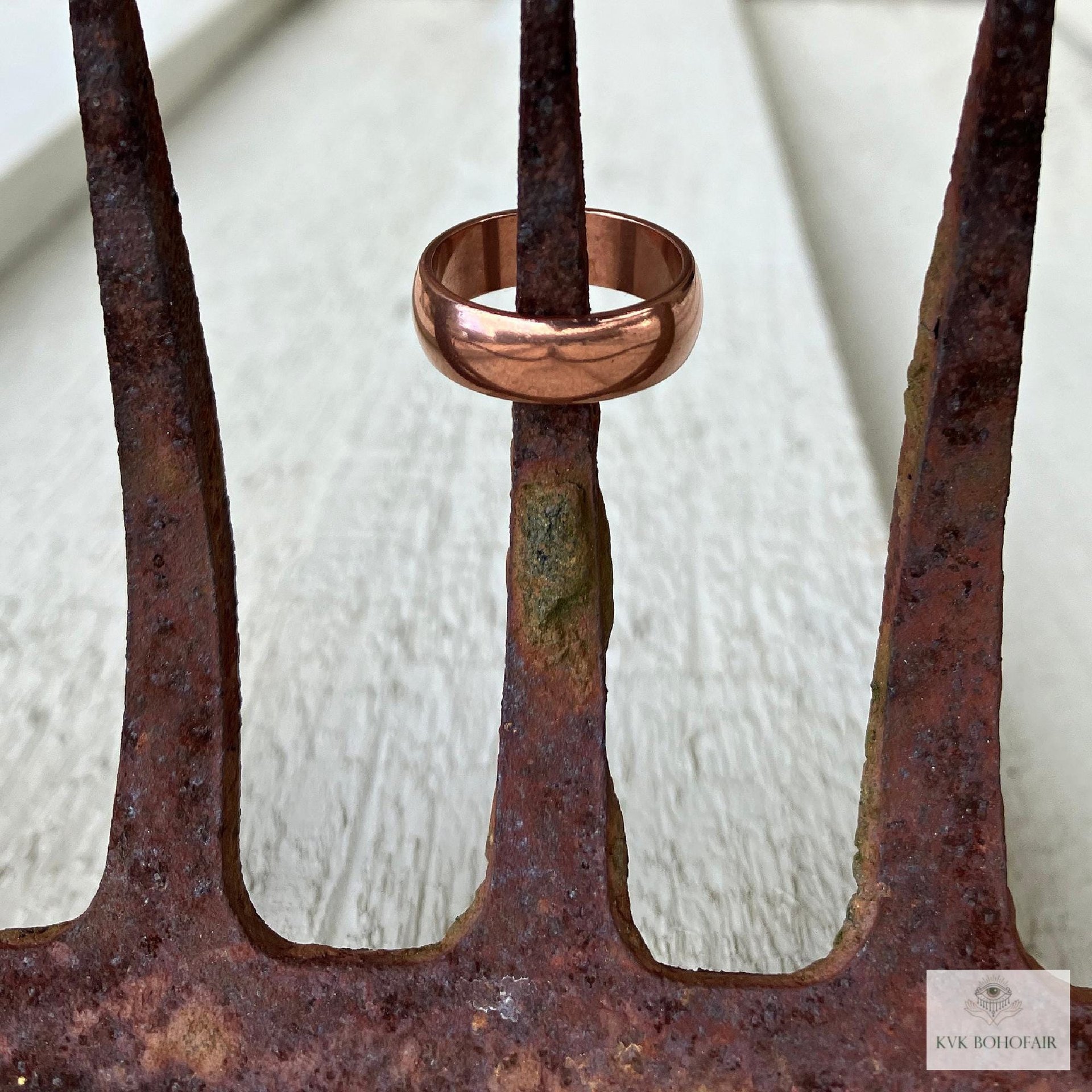 Handmade 6mm Copper Dome Band Ring - Unique Boho Style Jewelry