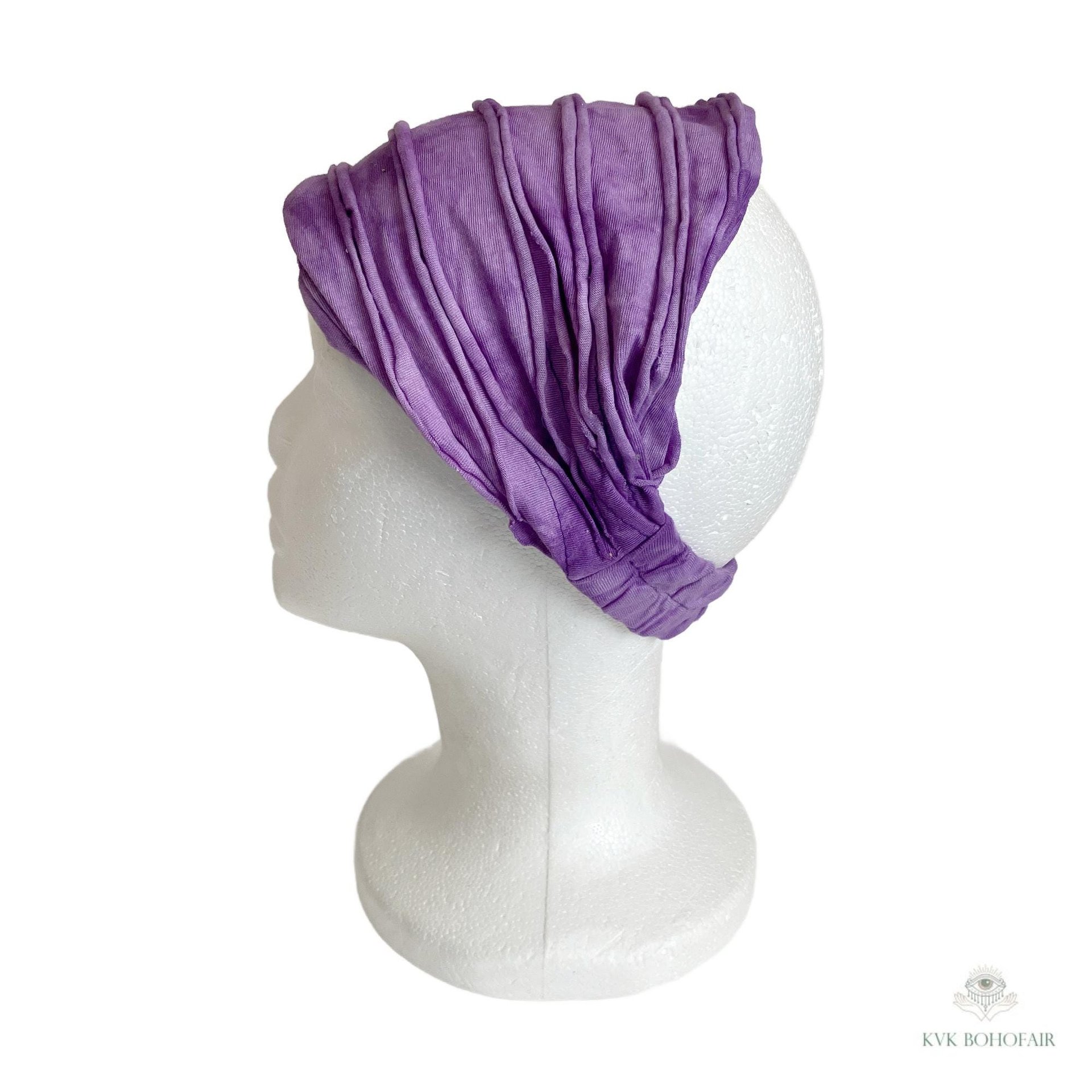 Purple Tie-Dye Boho Headband -  Stylish Bohemian Headwrap, Headbands for Women