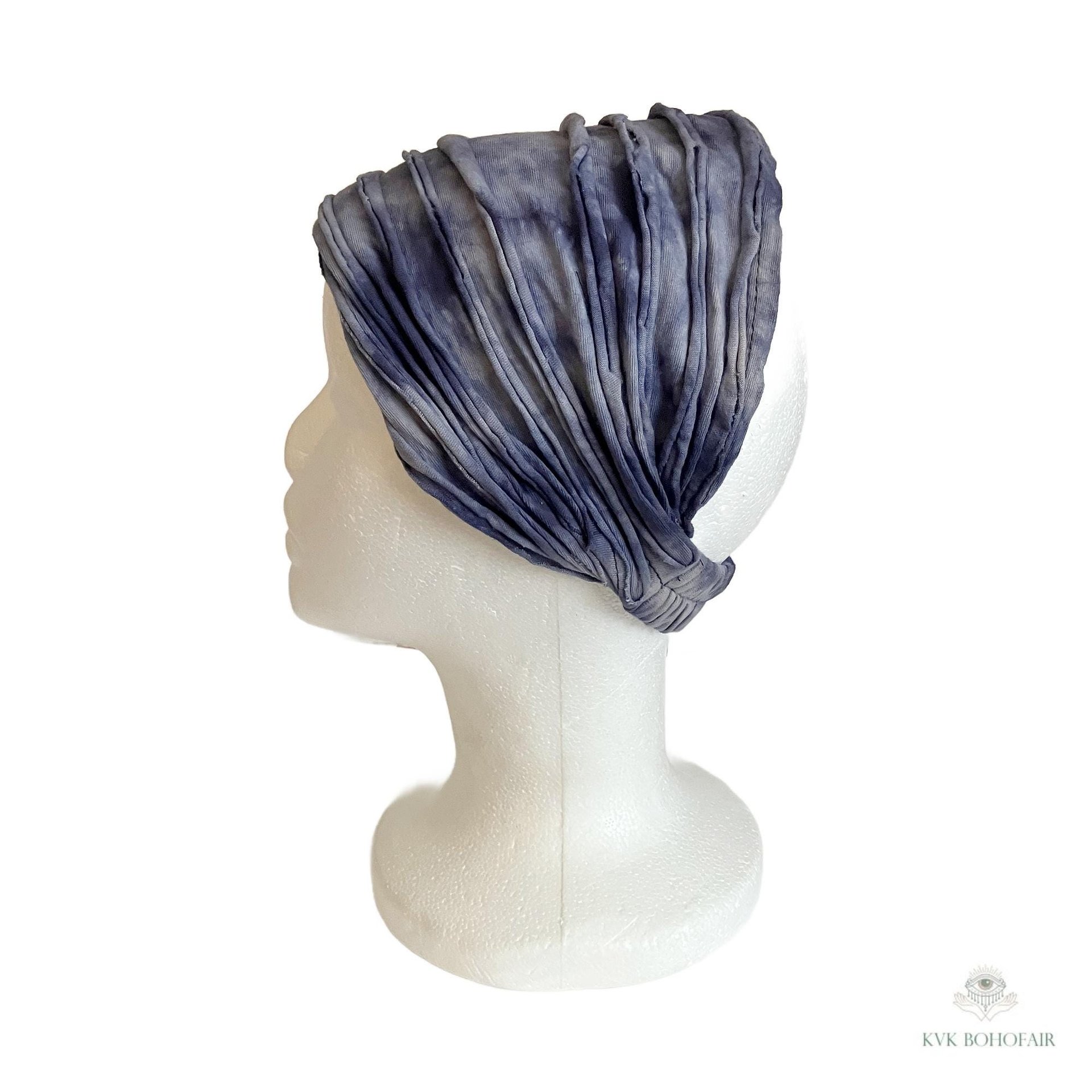 Indigo Blue Tie Dye Boho Headband - Stylish Bohemian Headwrap, Headbands for Women