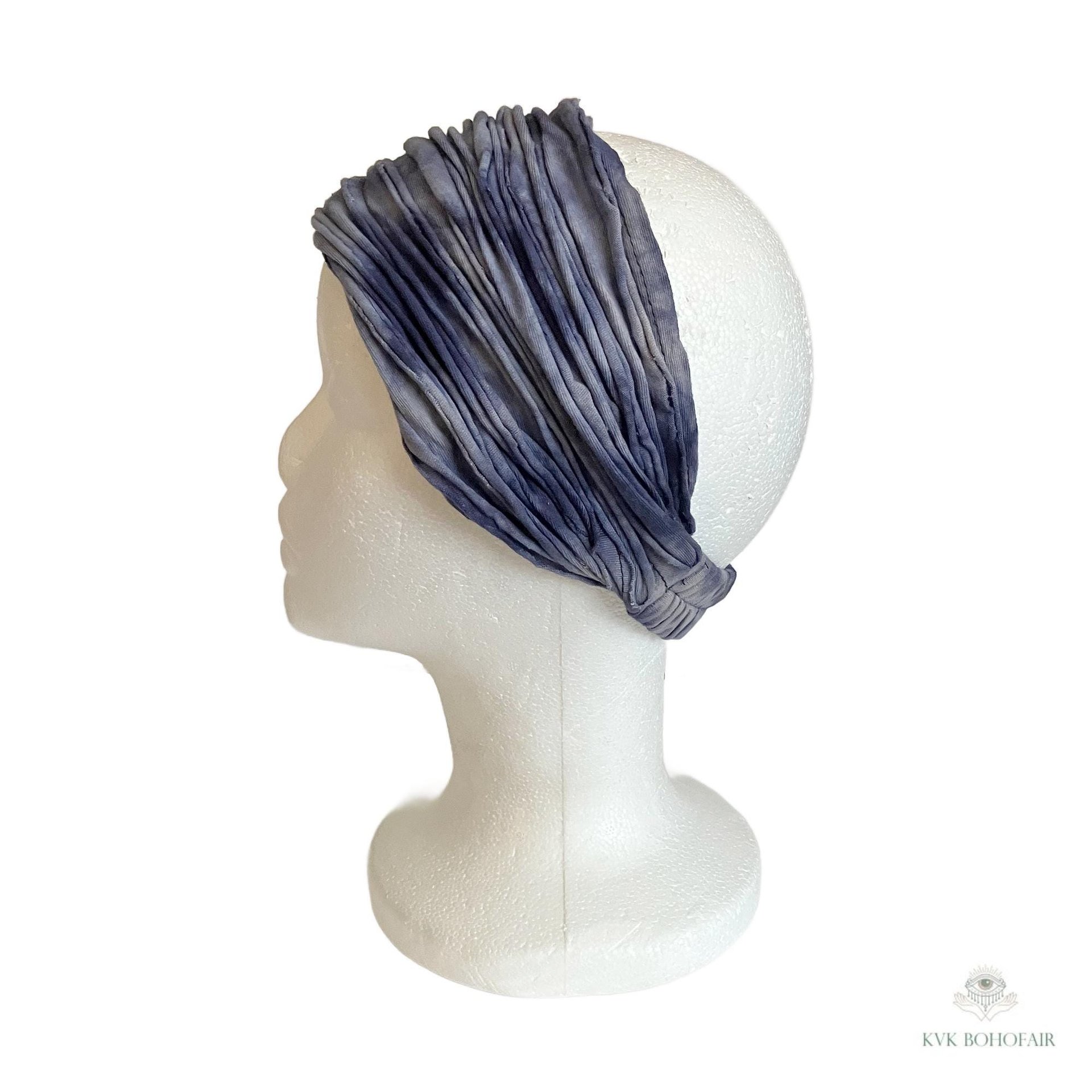 Indigo Blue Tie Dye Boho Headband - Stylish Bohemian Headwrap, Headbands for Women