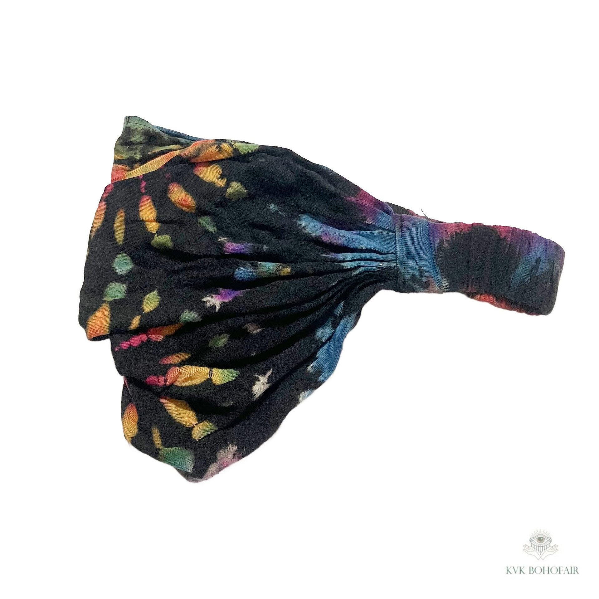 Black Tie Dye Boho Headband -  Stylish Bohemian Headwrap, Headbands for Women