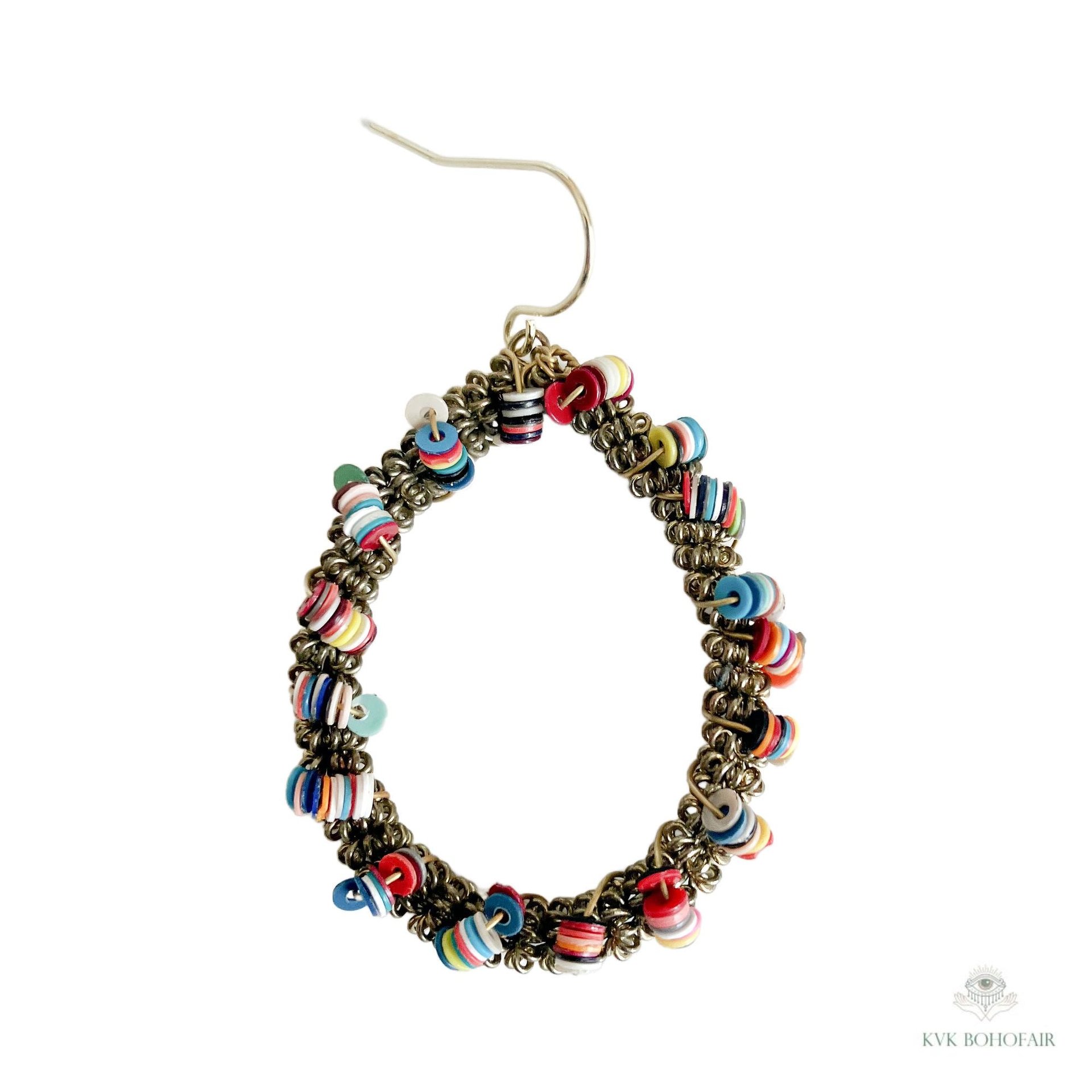 Colorful Teardrop Beaded Earrings -  Dangle Earrings, Statement Jewelry