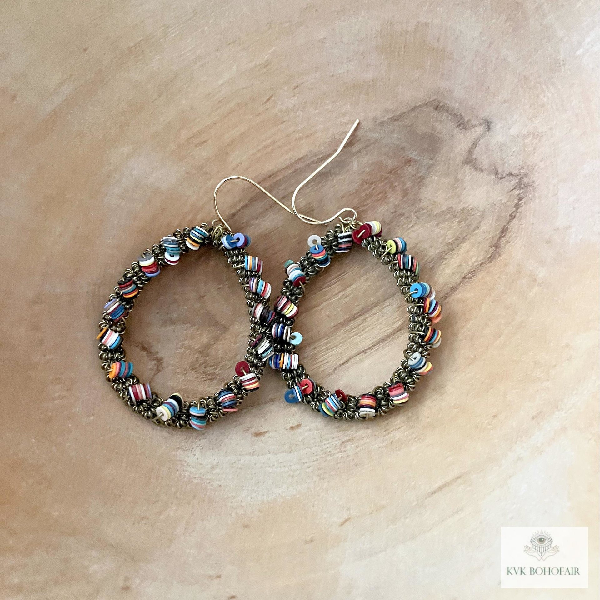 Colorful Teardrop Beaded Earrings -  Dangle Earrings, Statement Jewelry