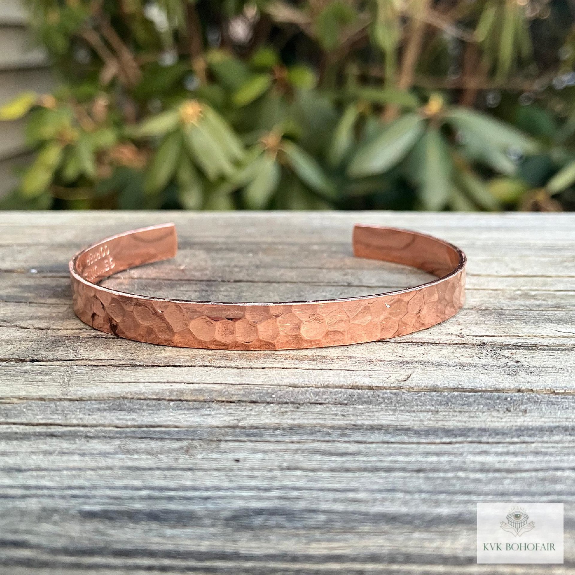 Thin Hammered Copper Cuff - Handcrafted Boho Bracelet, Bohemian Jewelry