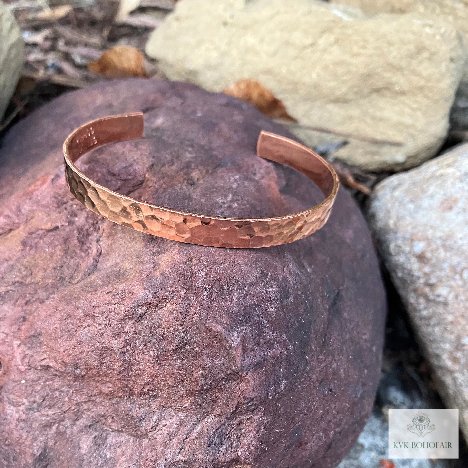 Thin Hammered Copper Cuff - Handcrafted Boho Bracelet, Bohemian Jewelry