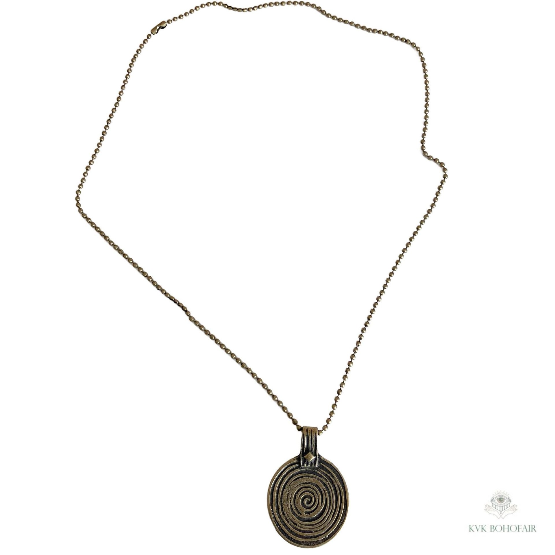 Bronze Swirl Pendant Necklace - Handcrafted Boho Pendant Jewelry