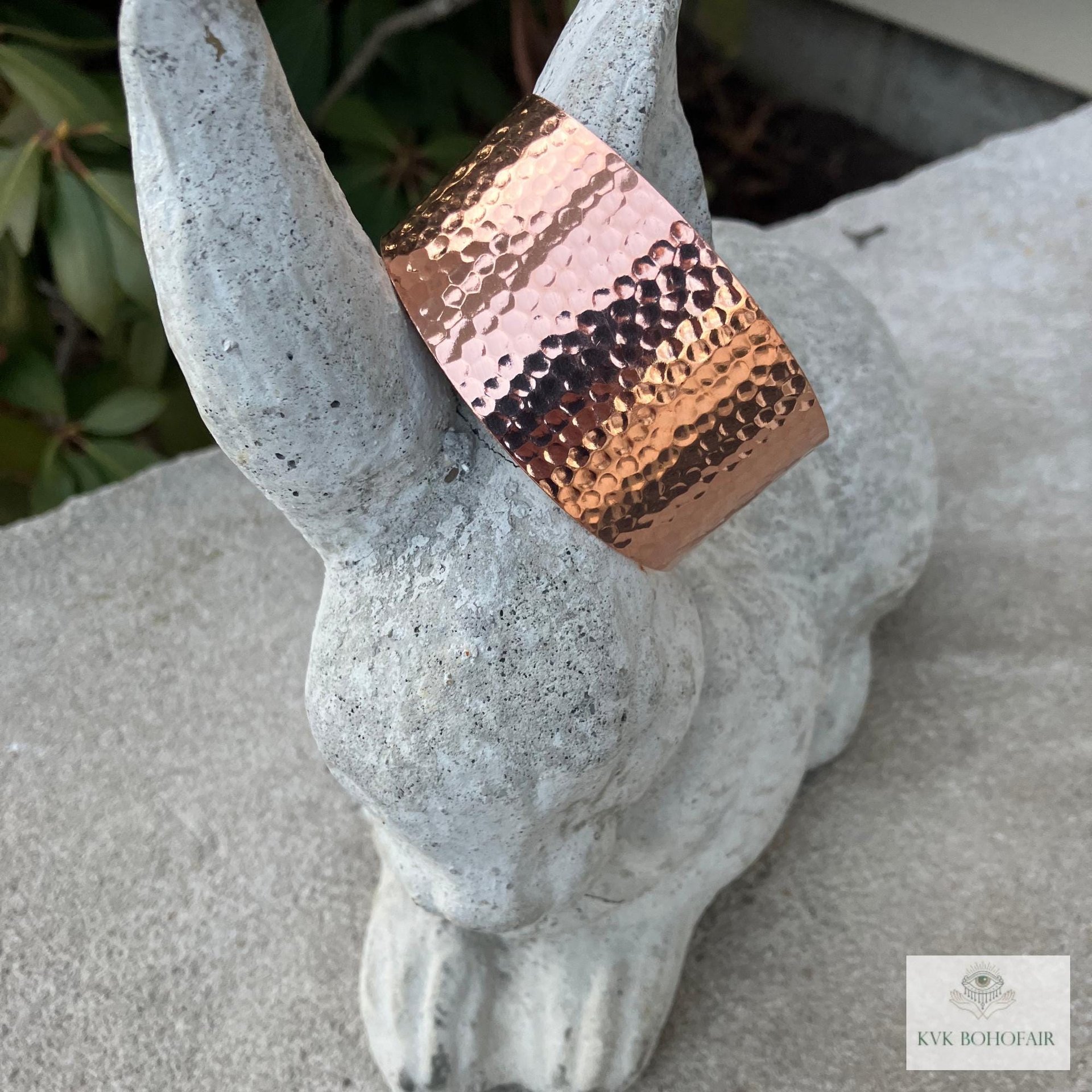 Wide Hammered Copper Cuff - Handcrafted Boho Bracelet, Bohemian Jewelry