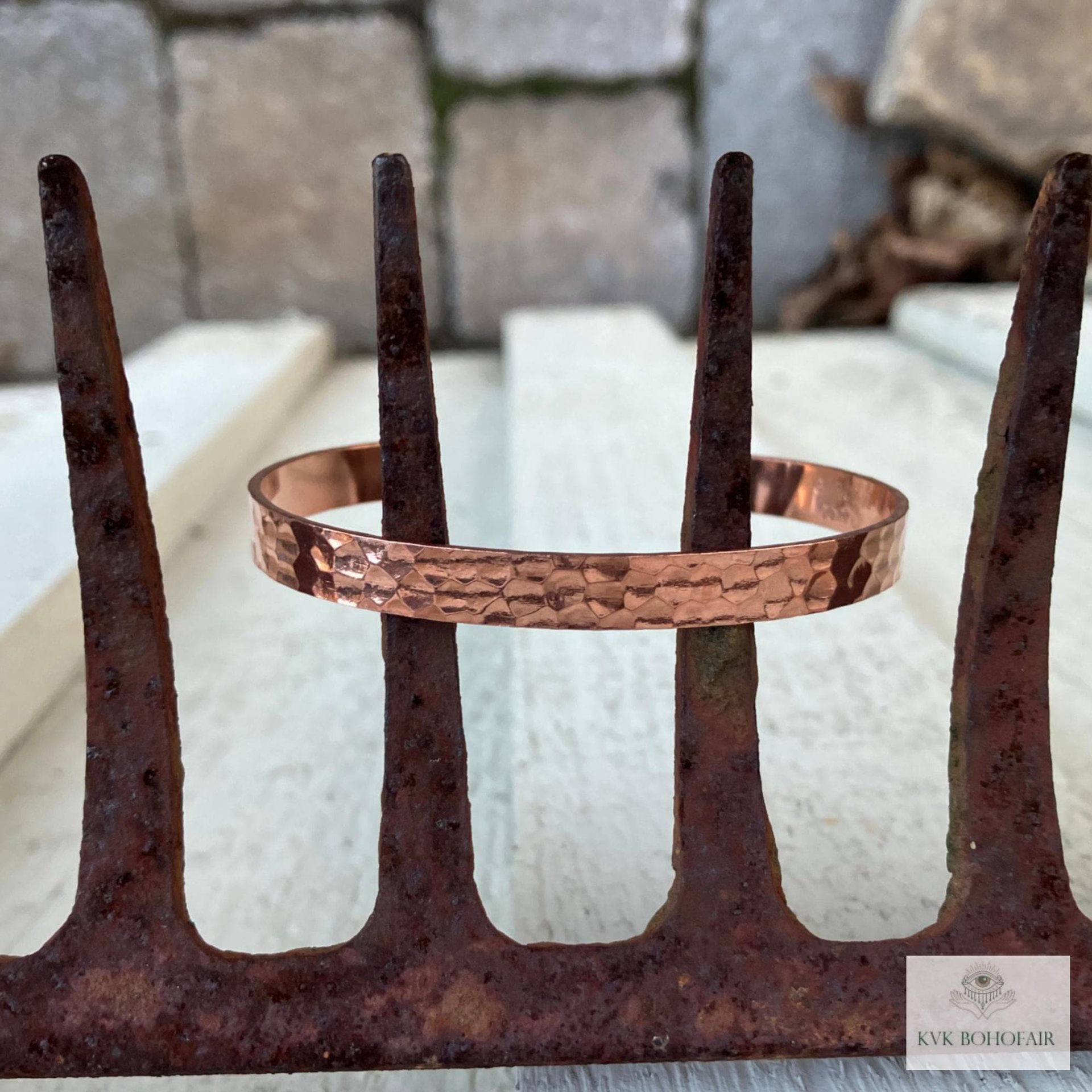Thin Hammered Copper Cuff - Handcrafted Boho Bracelet, Bohemian Jewelry