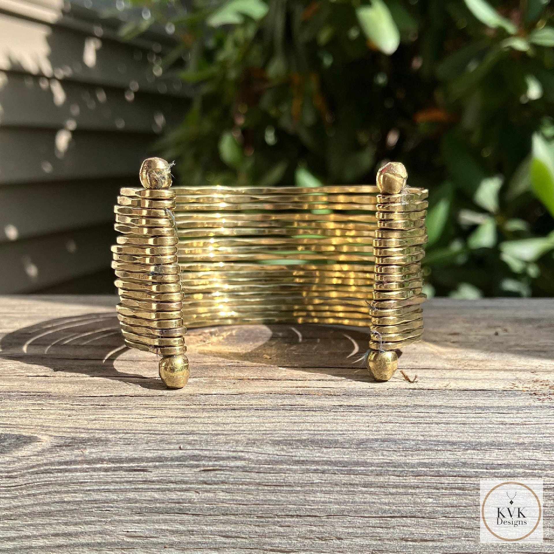 Wide Hammered Gold Cuff Bracelet: Handcrafted Boho Jewelry