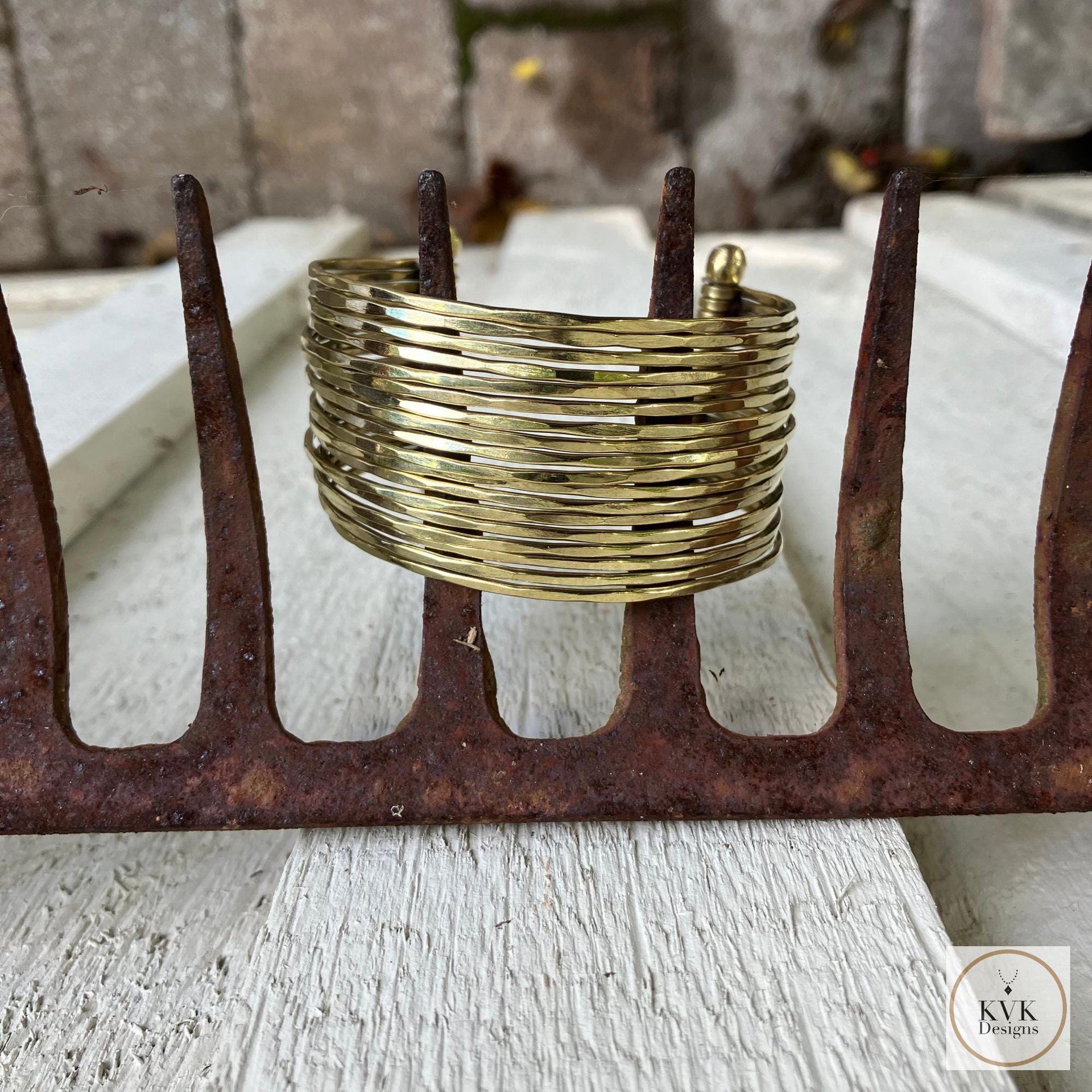 Wide Hammered Gold Cuff Bracelet: Handcrafted Boho Jewelry