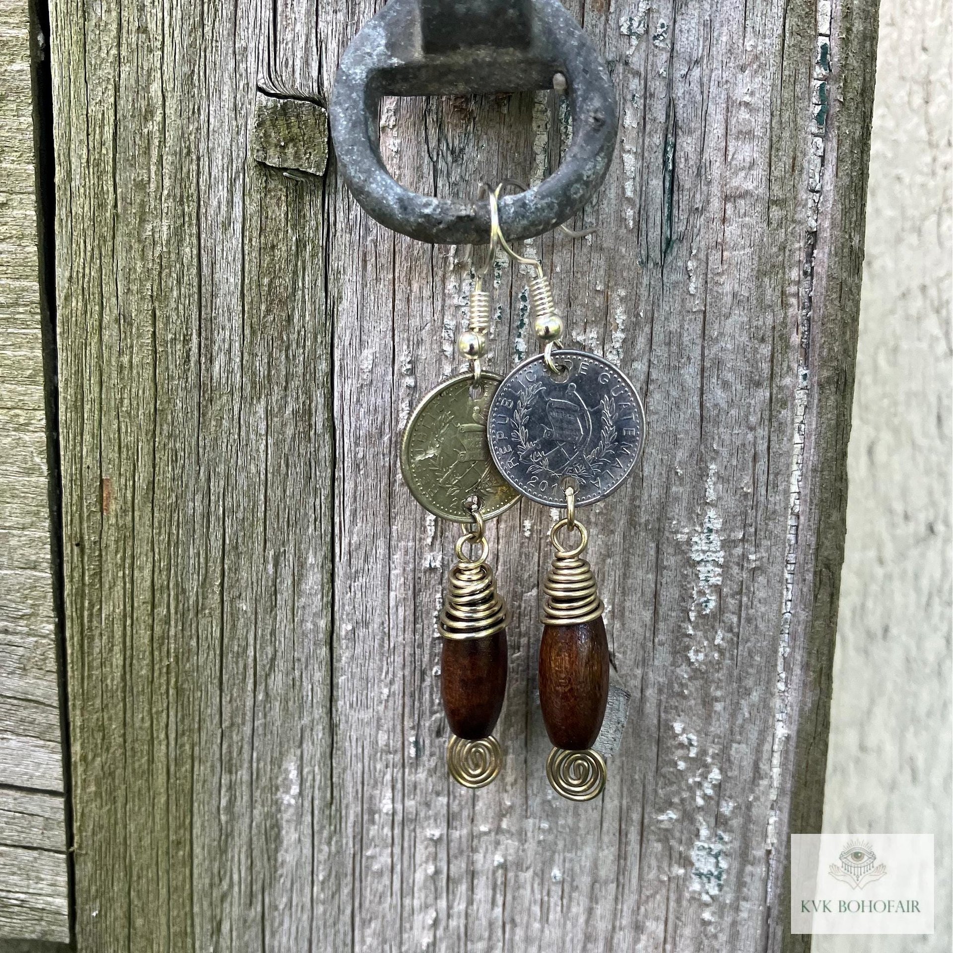 Handcrafted Guatemalan Coin Earrings - Unique Boho Chic Dangles, Ethnic Jewelry