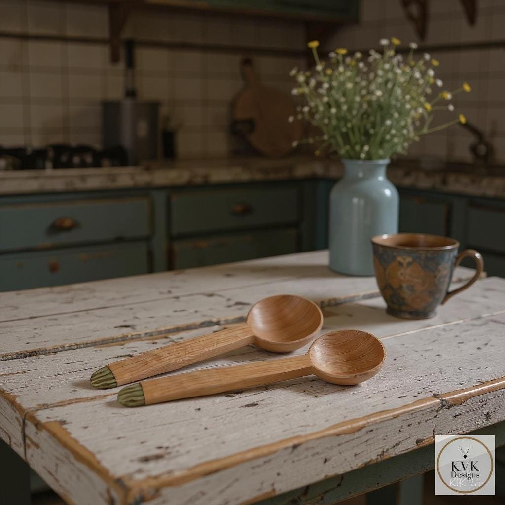 Handcrafted Olive Wood Coffee Spoon, Batik Handle, Kenyan Artisan Kitchen Utensil