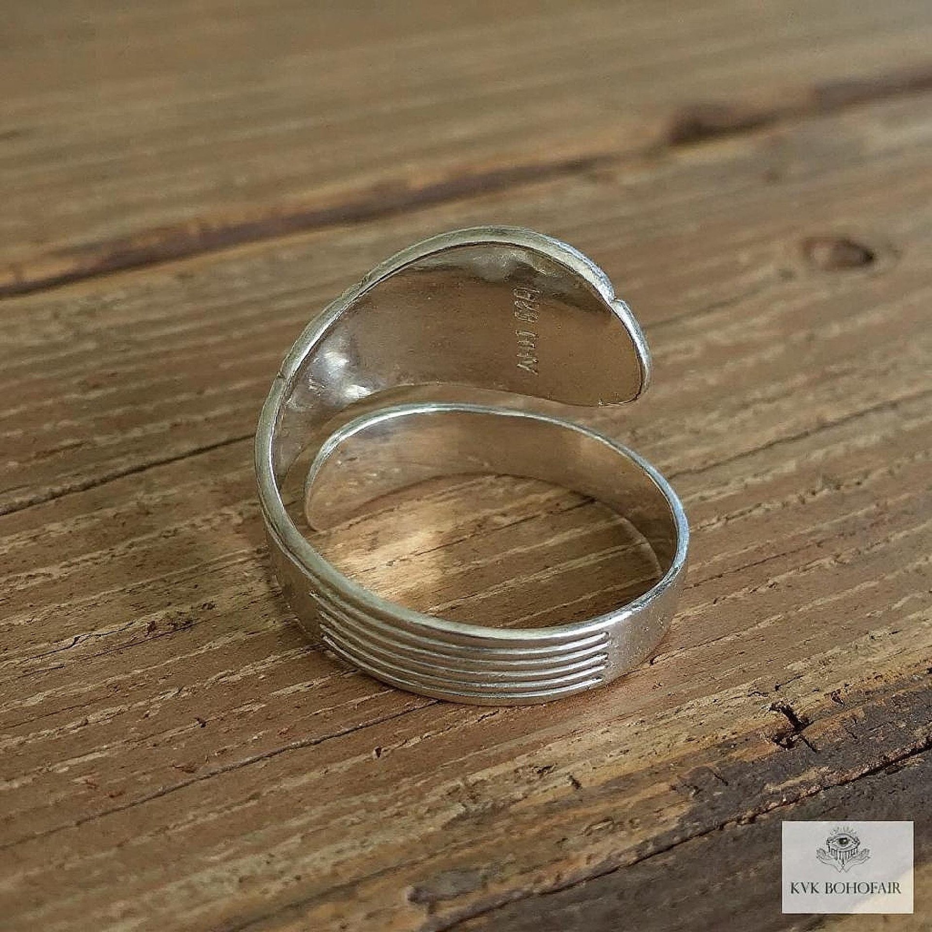 Sterling Silver Flower Spoon Ring, Boho Floral Band, Artisan Silverware Souvenir Jewelry
