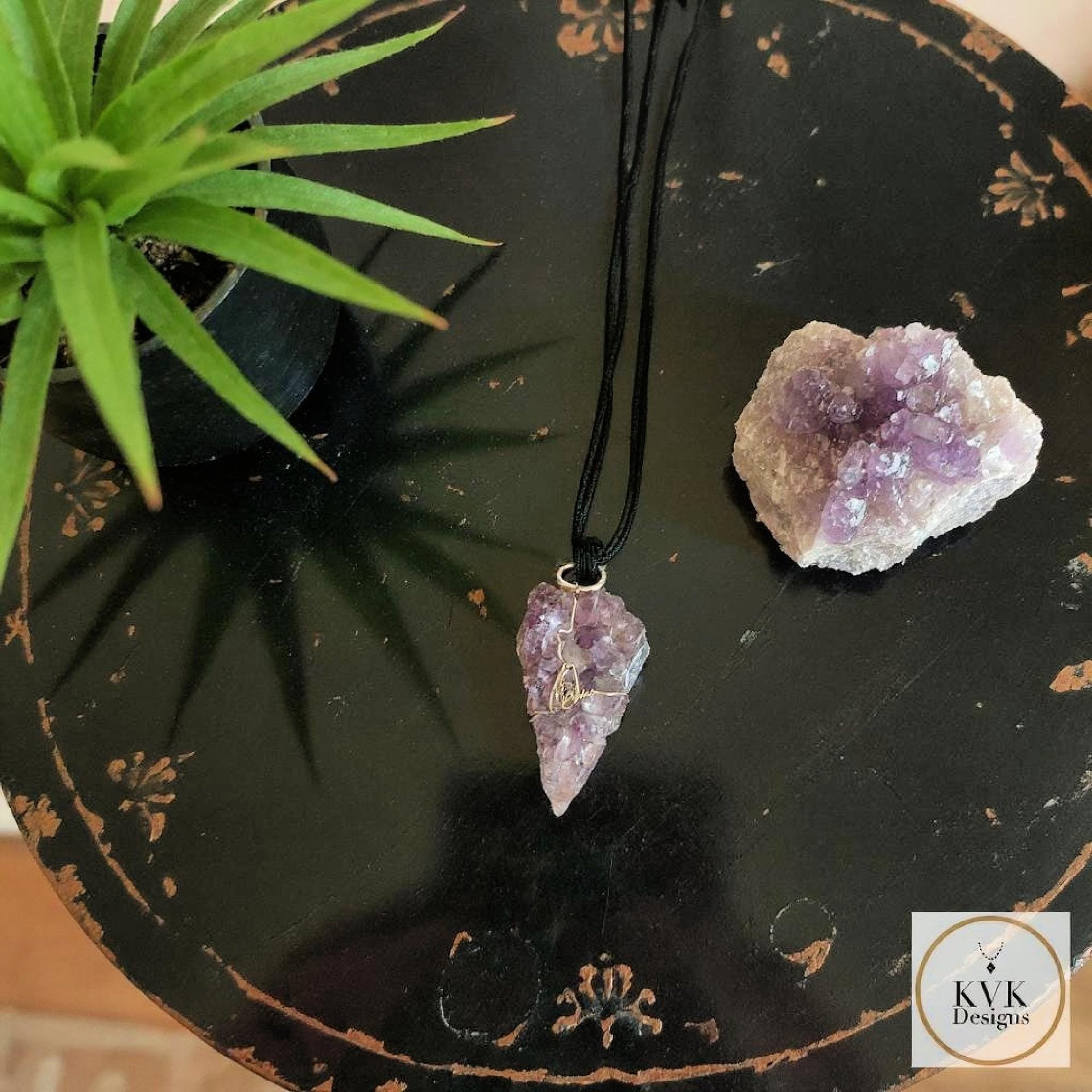 Raw Amethyst Wire Wrapped Necklace - Handcrafted Boho Crystal Pendant Jewelry