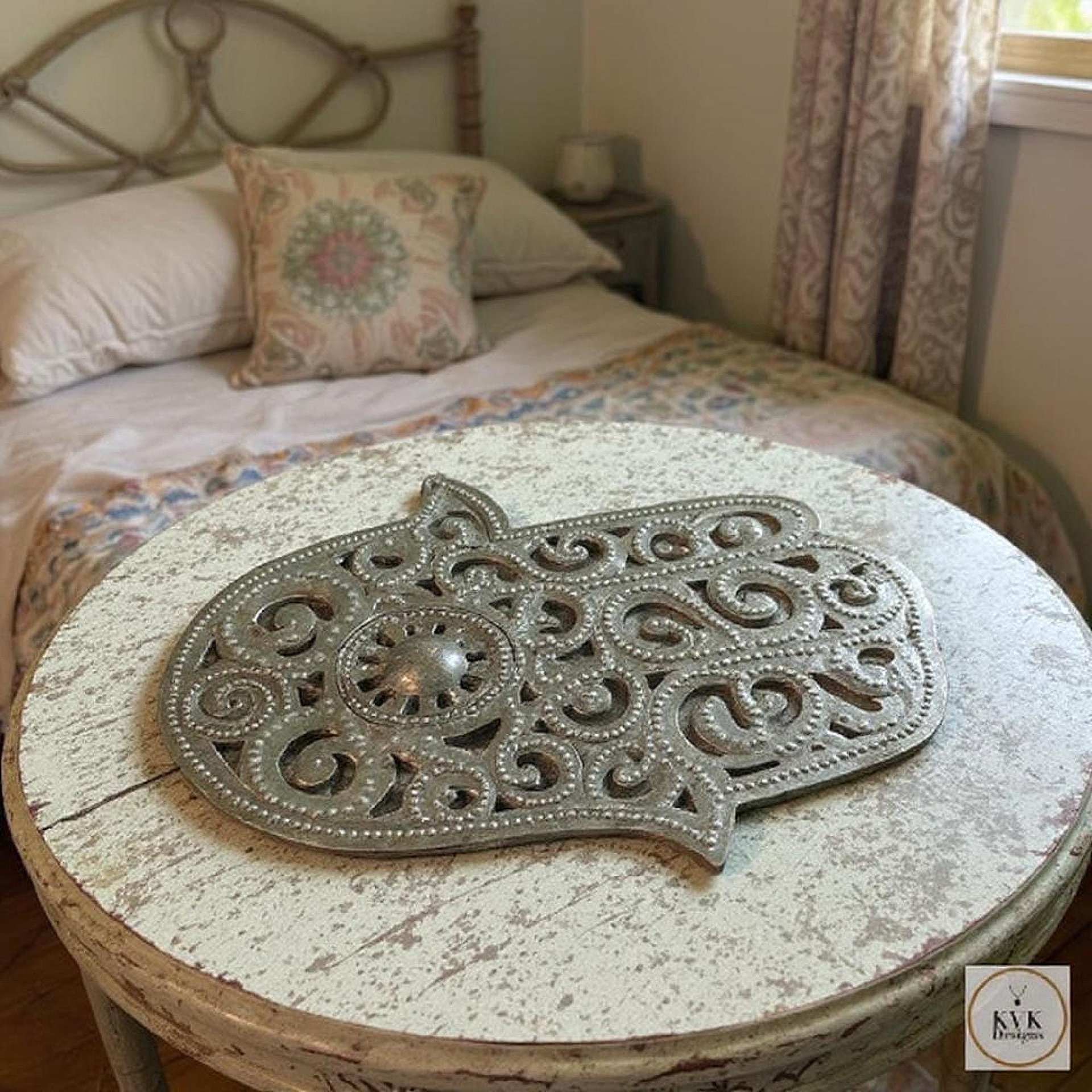 Unique Handcrafted Hamsa Hand Metal Art - Upcycled Steel Boho Wall Decor