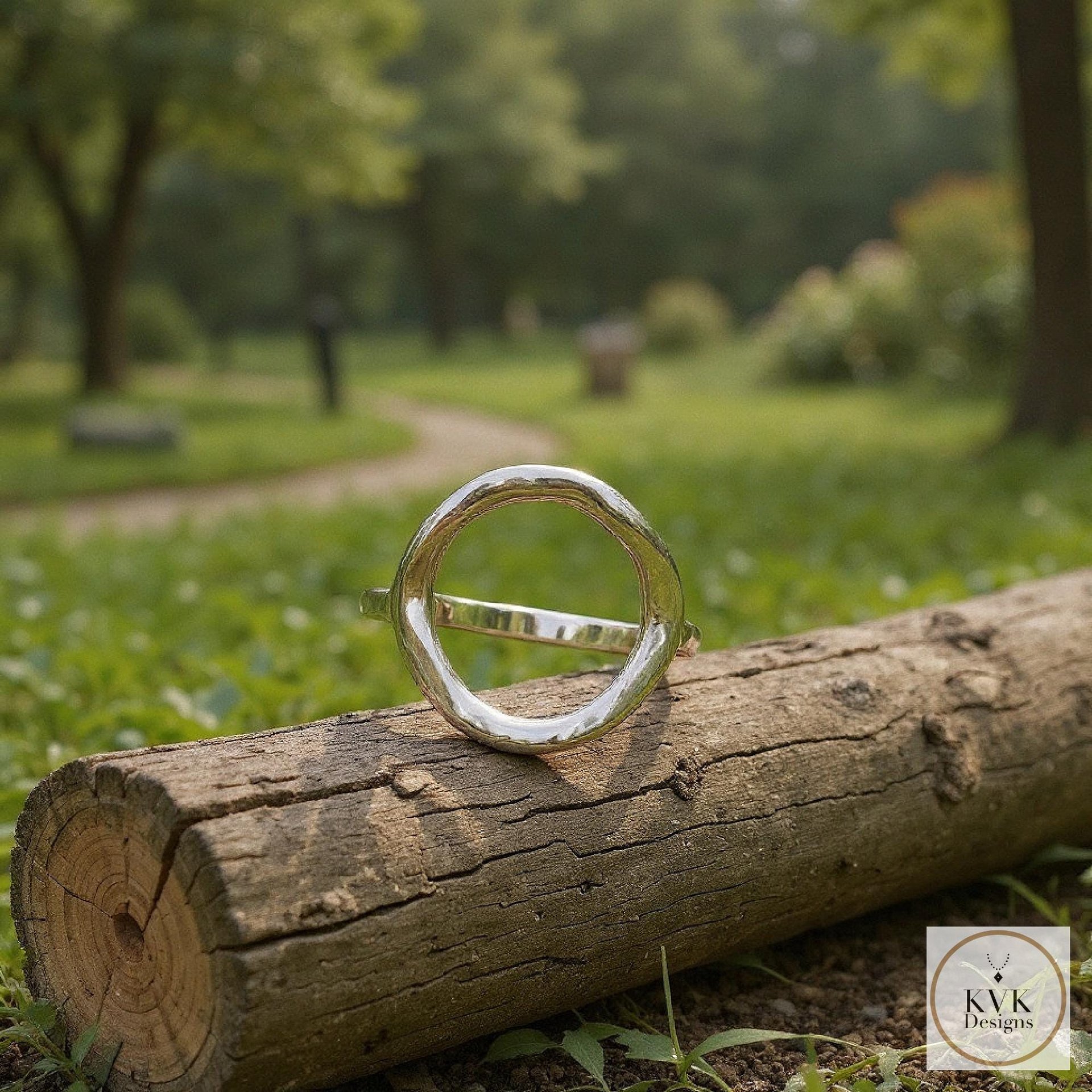 Open Circle Sterling Silver Ring, Boho Minimalist Band, Handmade Geometric Jewelry