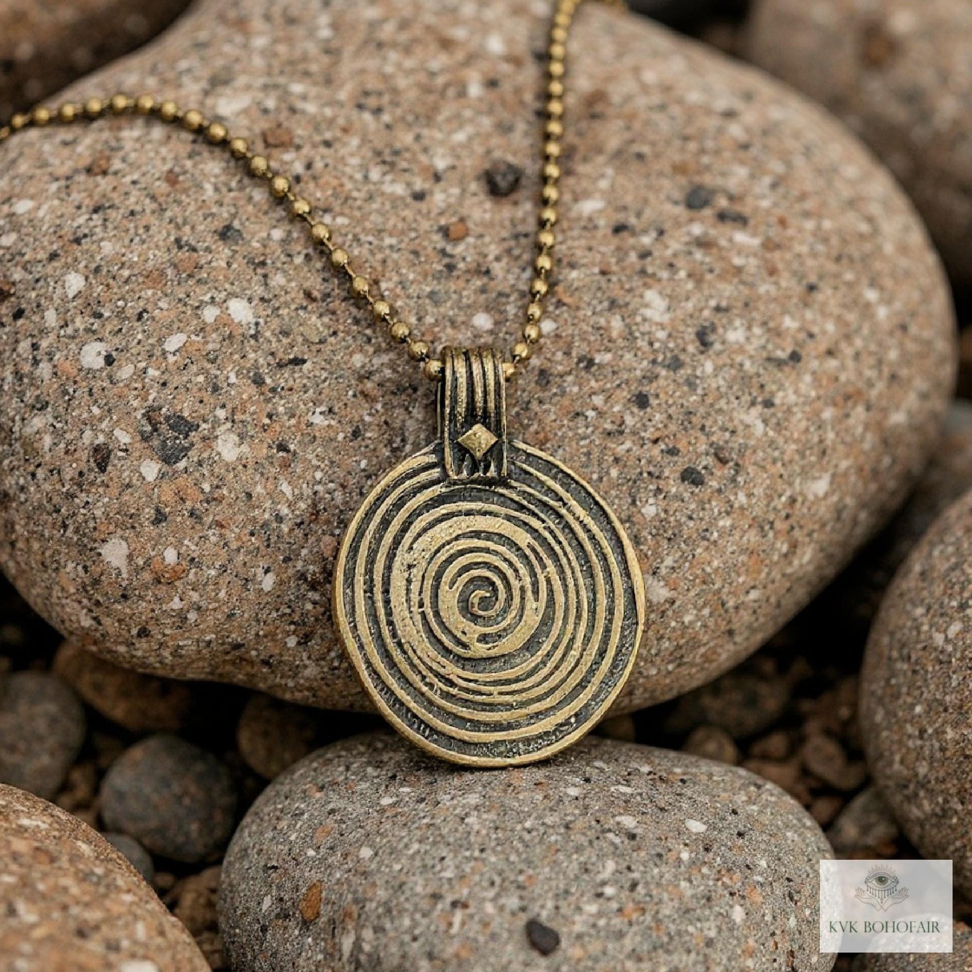 Bronze Swirl Pendant Necklace - Handcrafted Boho Pendant Jewelry