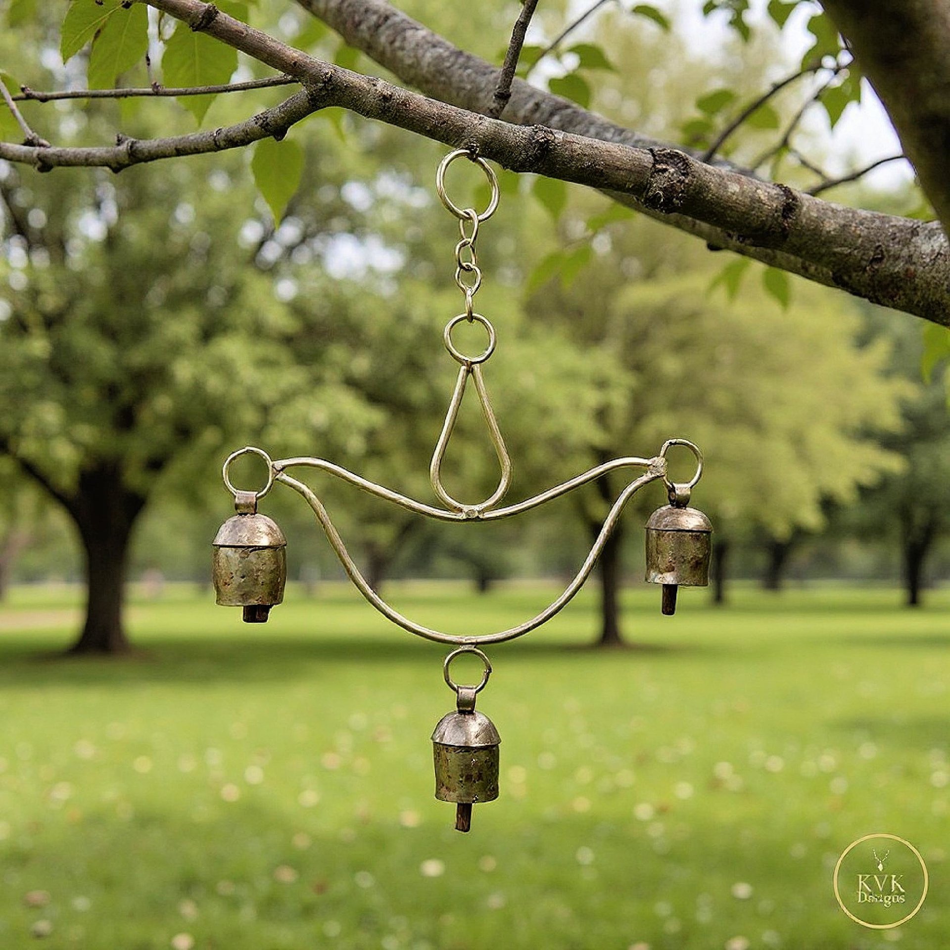 Handmade Lotus Flower Windchime - Artisan Zen Metal Yard Art